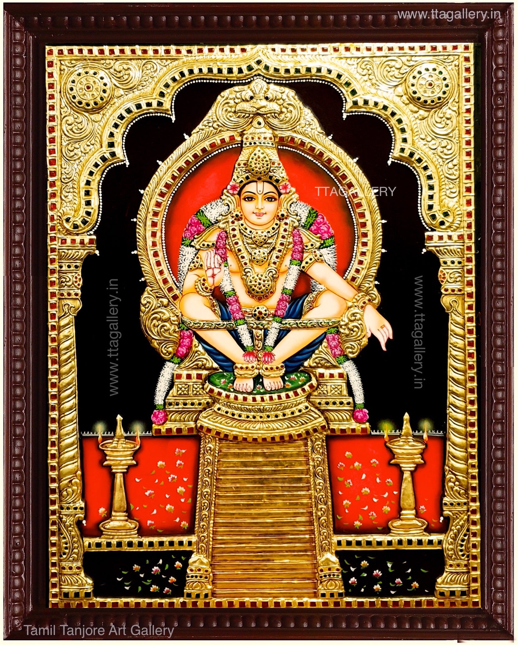 Ayyapan Antique finish Semi Embossed Tanjore Painting
