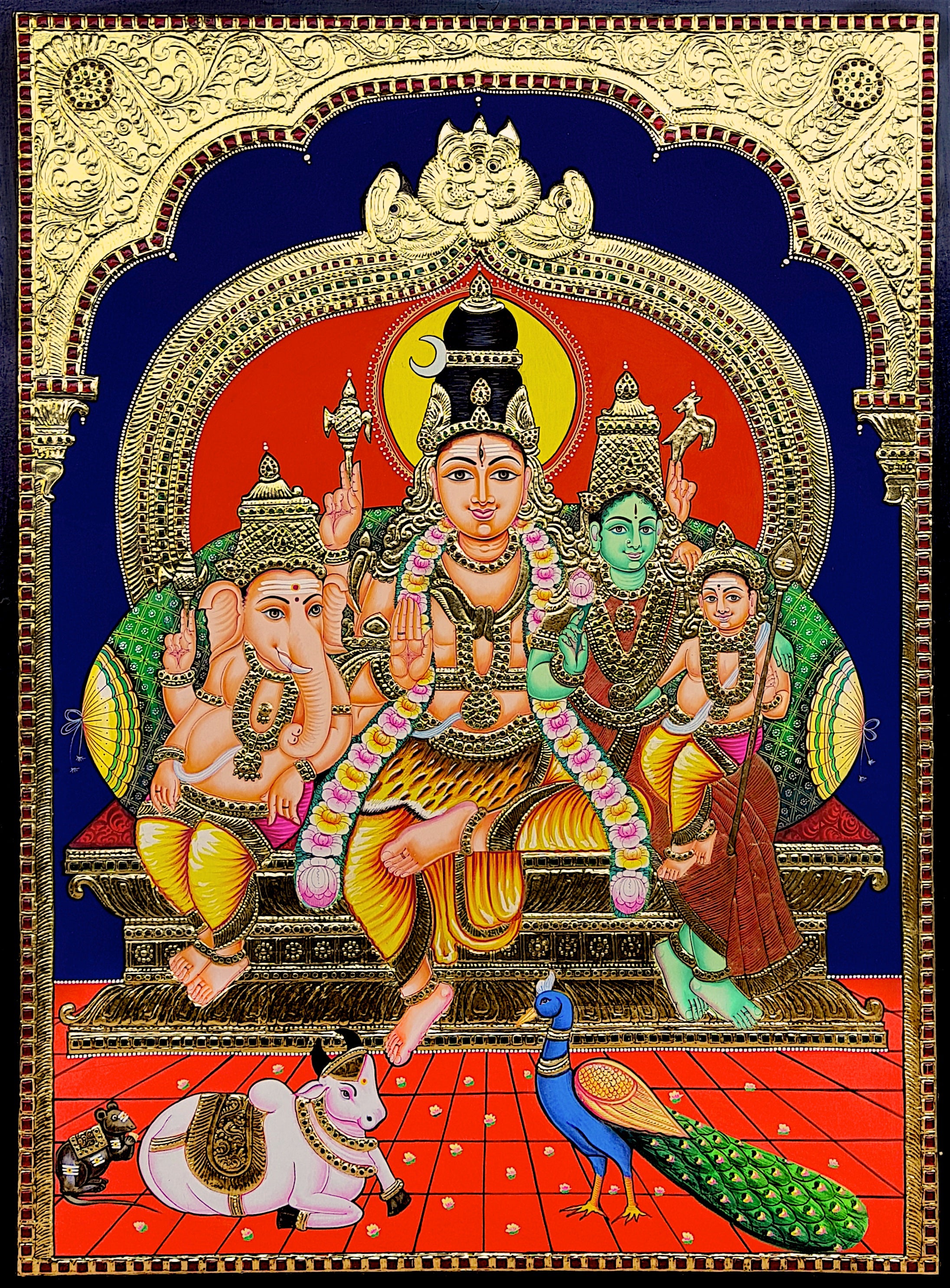 Shiva Kudumbam Tanjore Painting