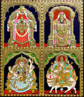 Lakshmi Balaji Padmavathi Shiva & Parvathi Tanjore Painting