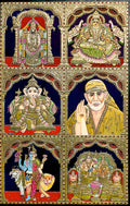 Lakshmi Balaji saibaba Guber Shiva Parvathi Tanjore Painting