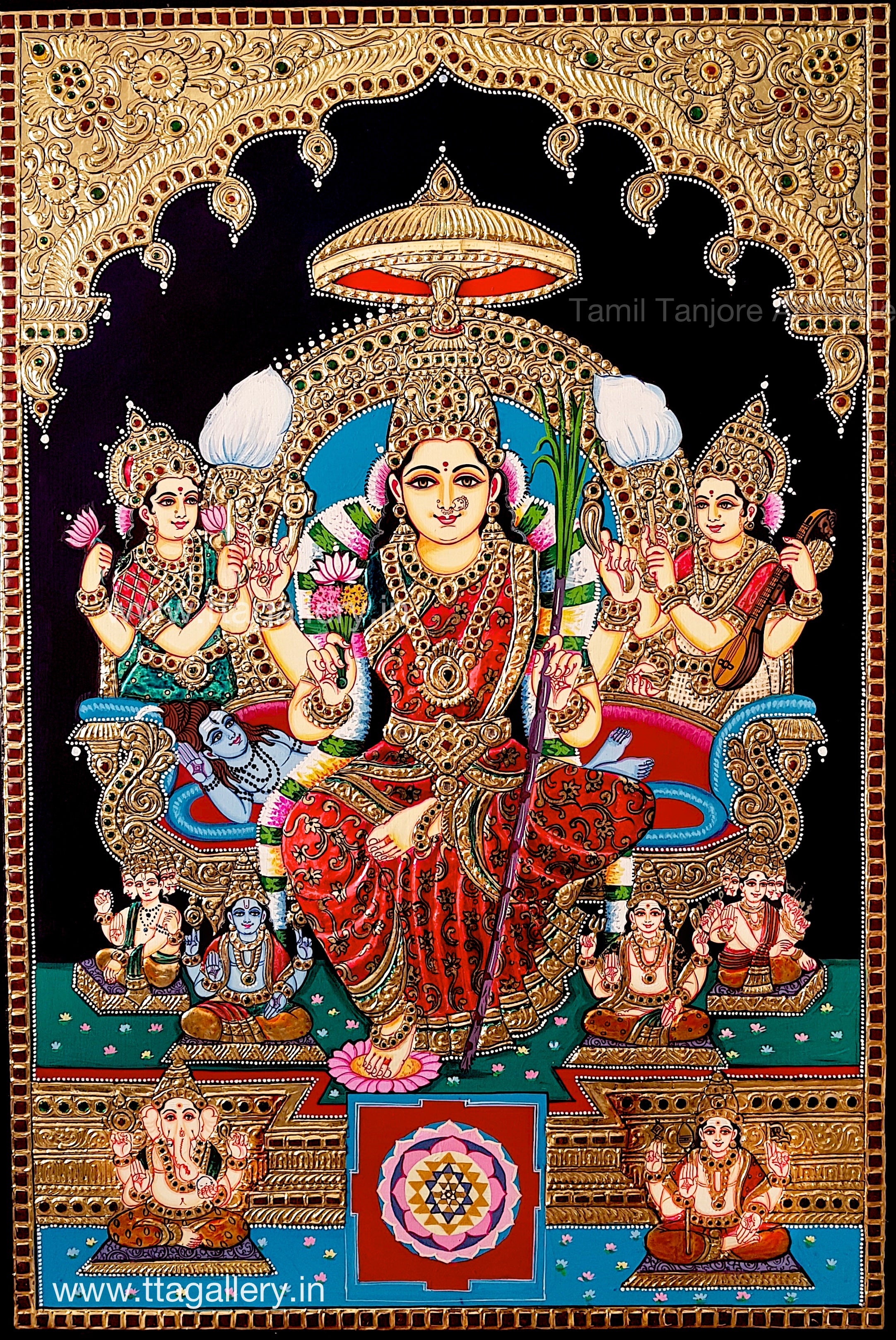 Lalitha Devi Red Tanjore Painting