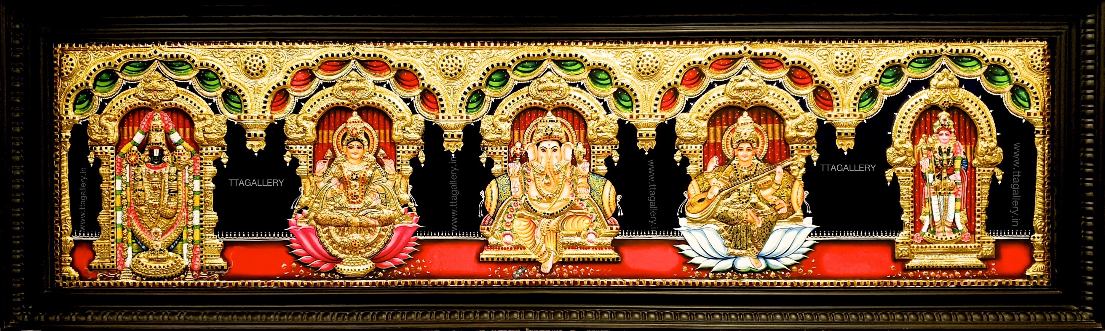 Pooja Painting Semi Embossed Tanjore Painting