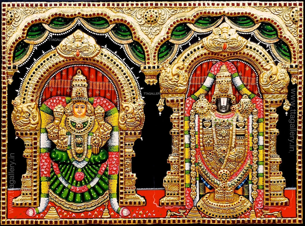 Balaji Padmavathy Semi Embossed Tanjore Painting