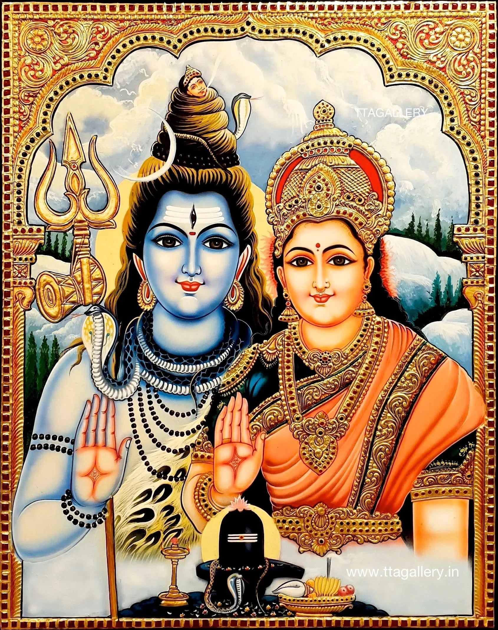 Shivan Parvathy Tanjore Painting