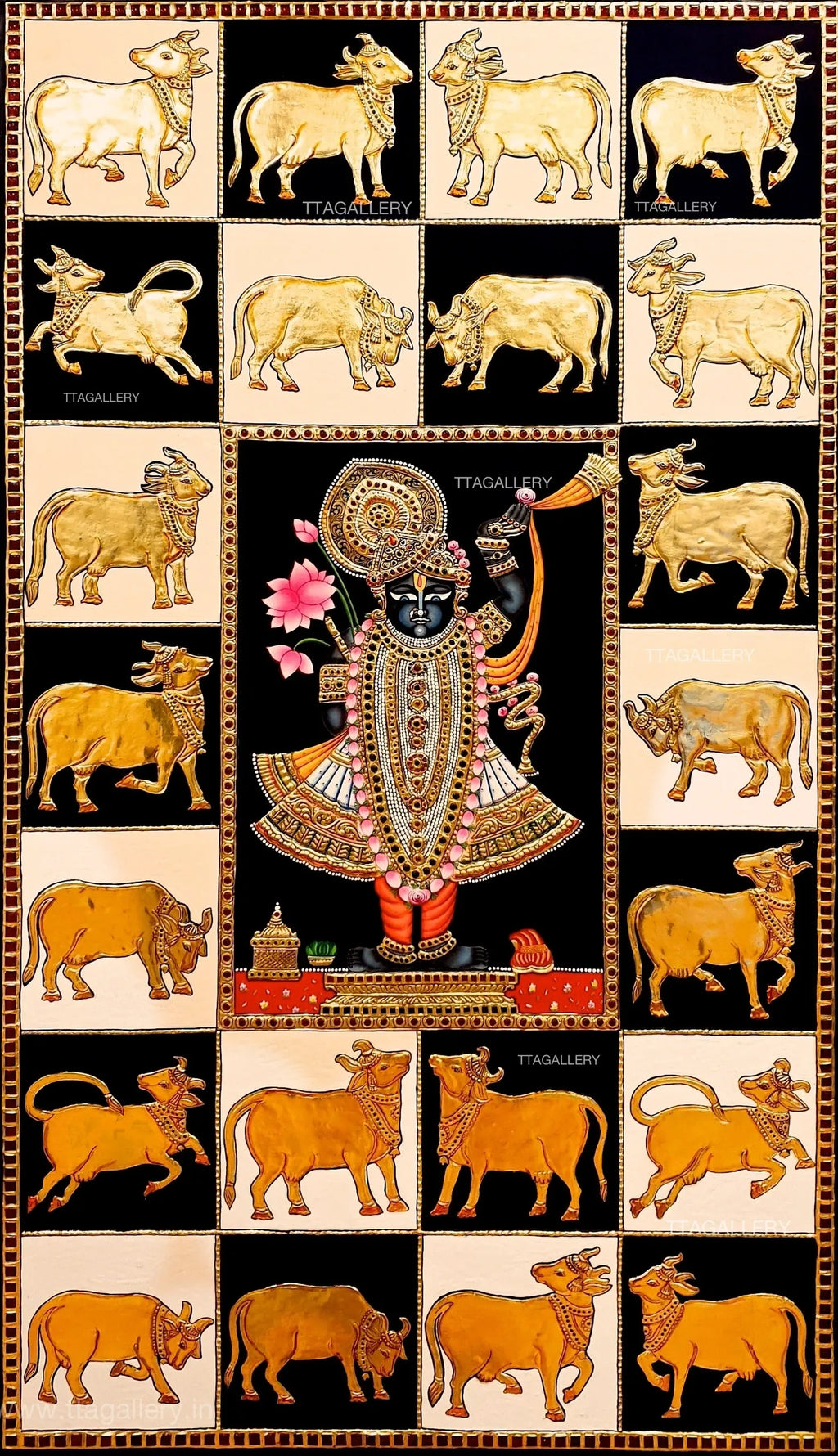 Sreenath JI with Kamadhenu Tanjore Painting