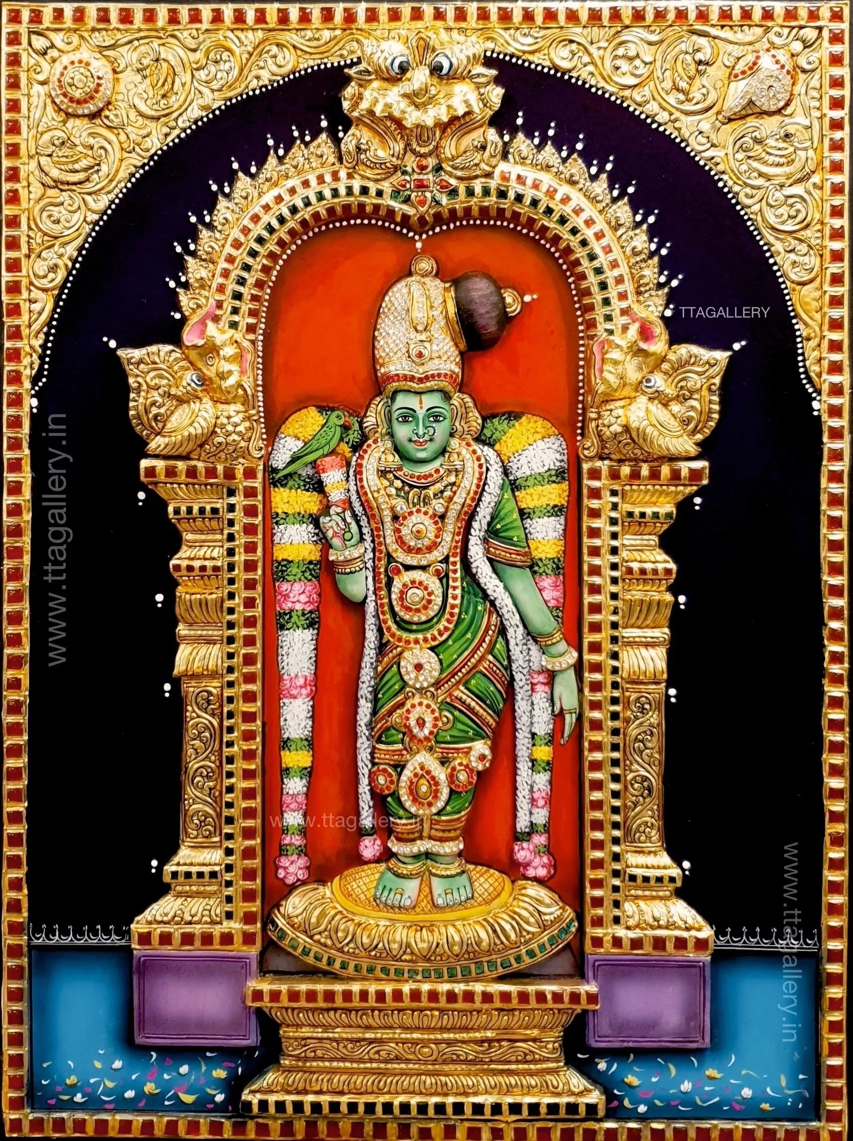 Madurai Meenakshi Amman 3D Tanjore Painting
