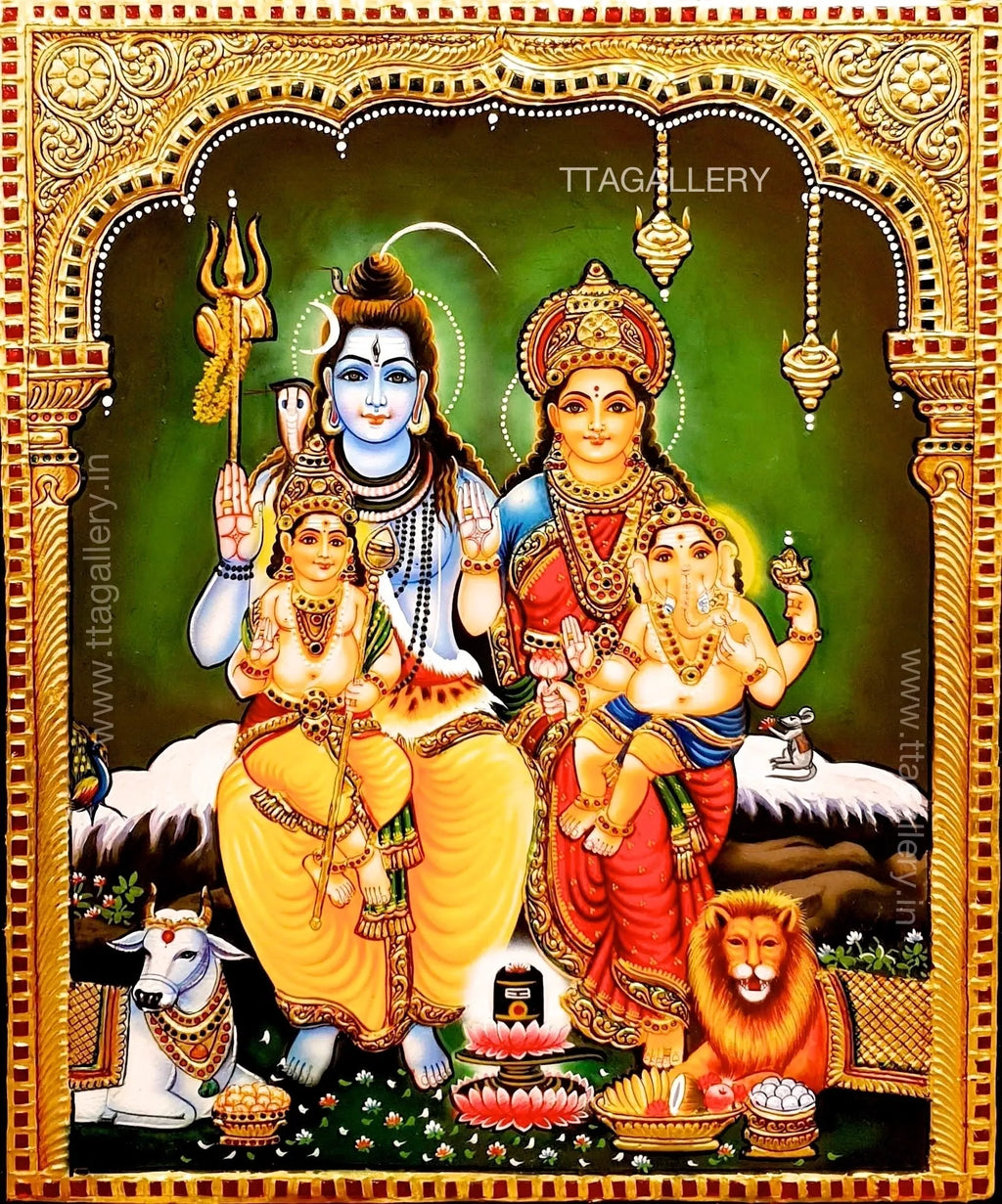 Shivan Family Tanjore Painting