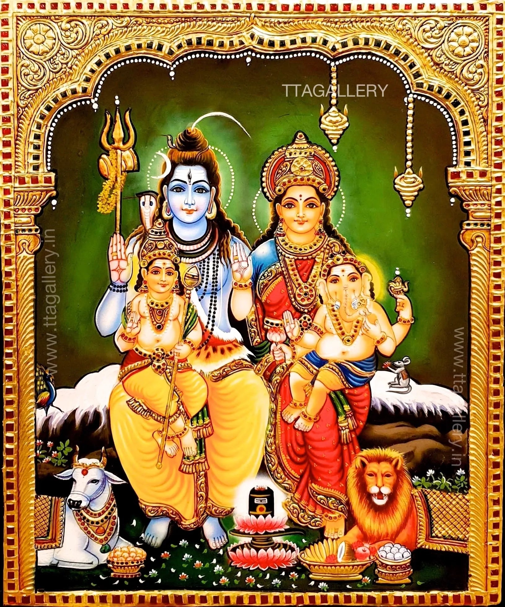 Shivan Family Tanjore Painting