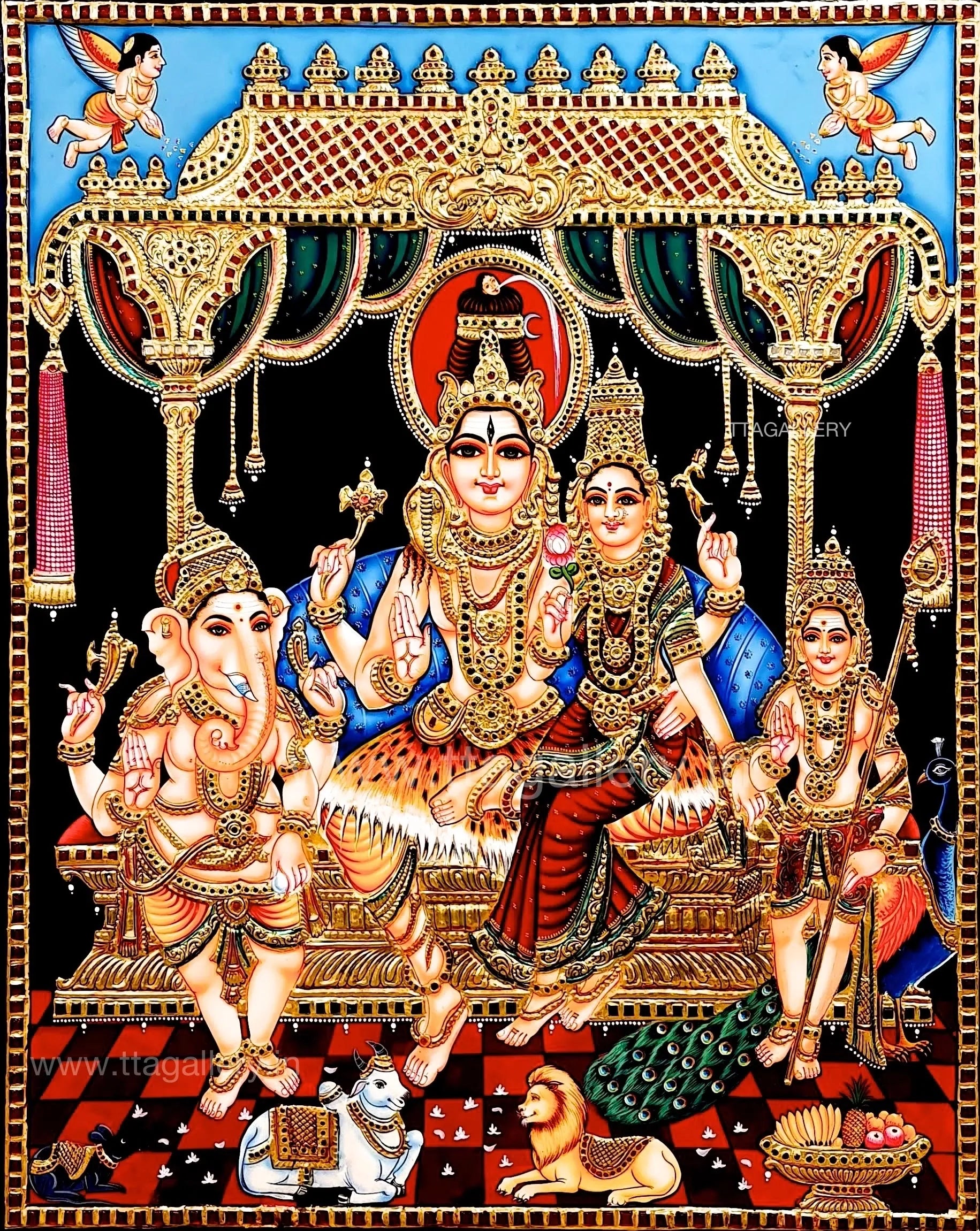 Shivan Family Tanjore Painting