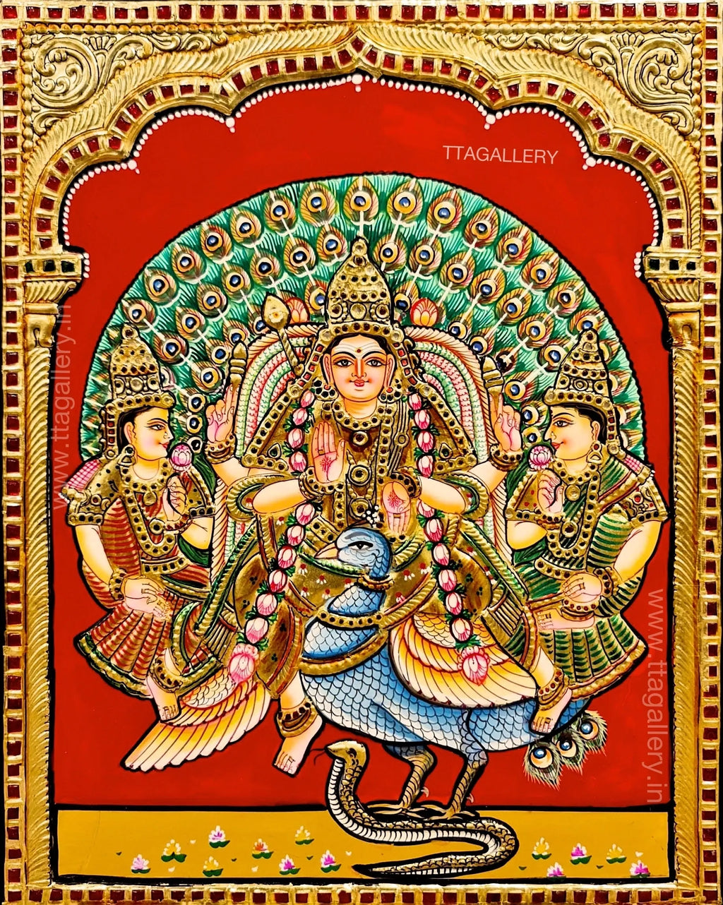 Murugan Valli Deivanai Tanjore Painting