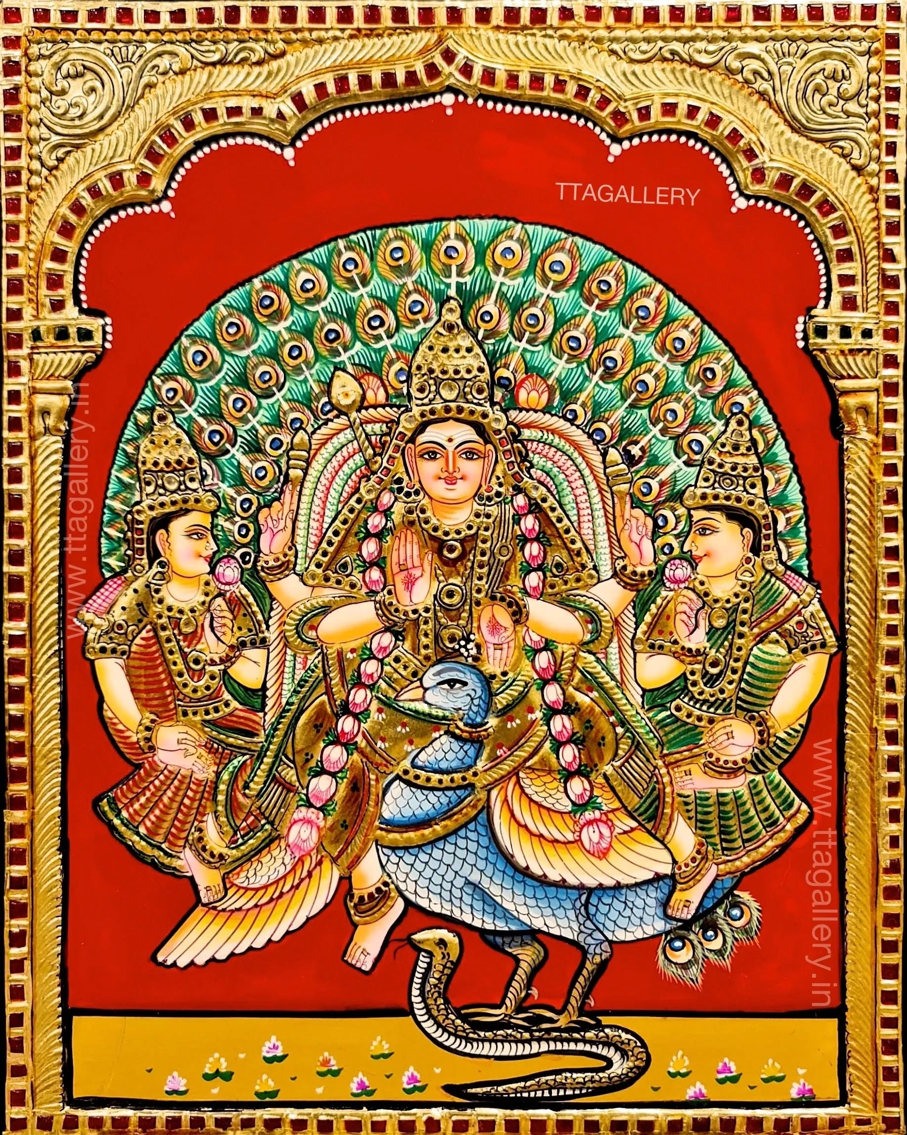 Murugan Valli Deivanai Tanjore Painting
