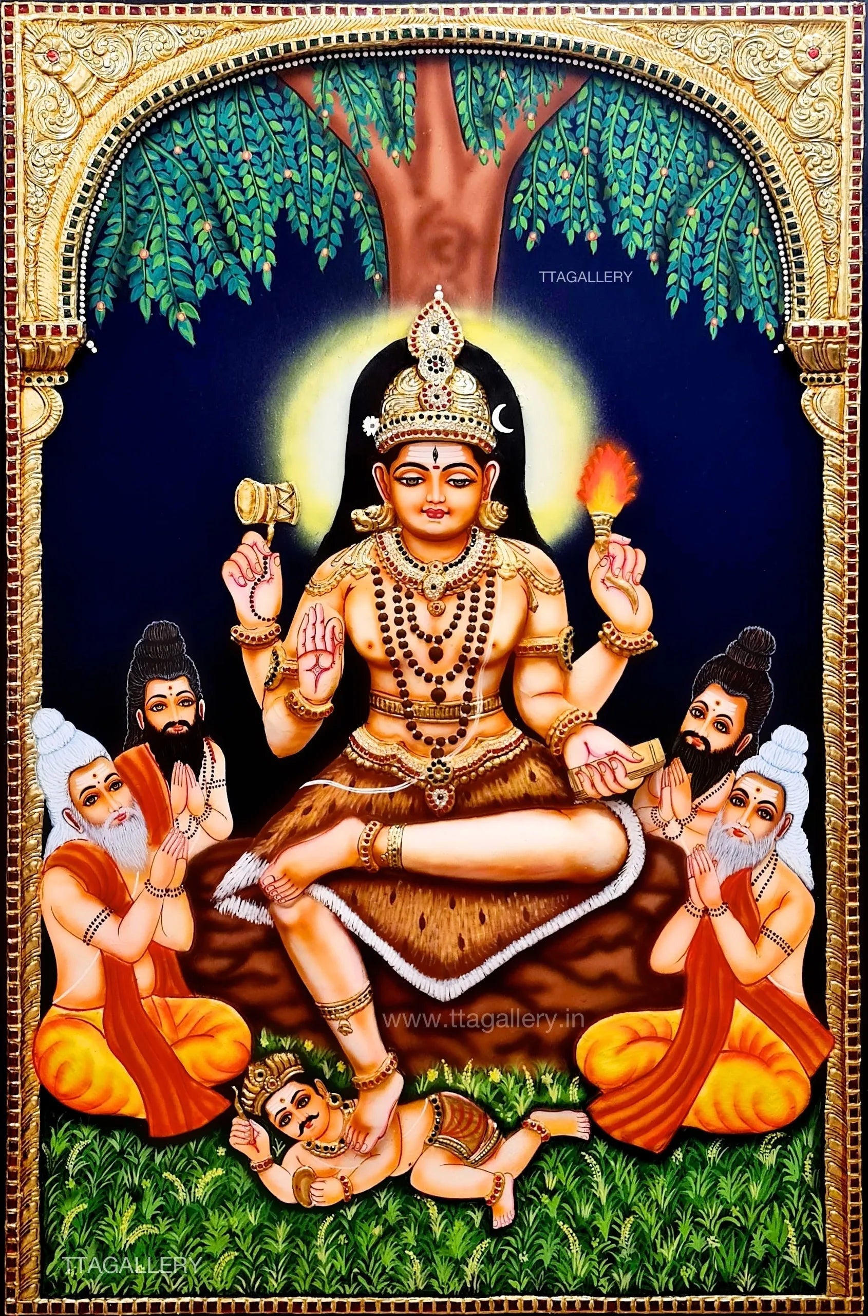 3D Dhakshinamoorthy Tanjore Painting
