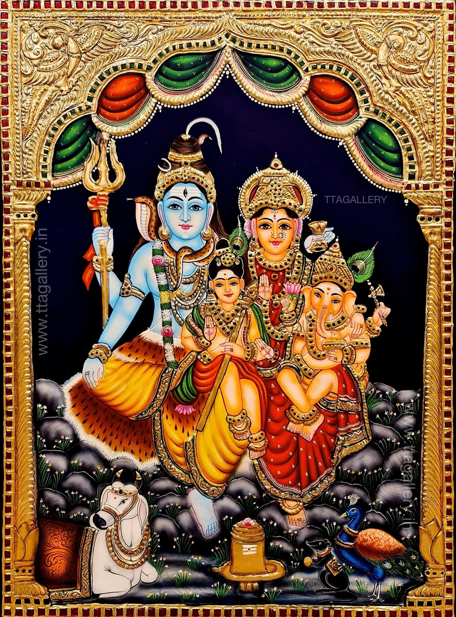 Shivan Family Tanjore Painting