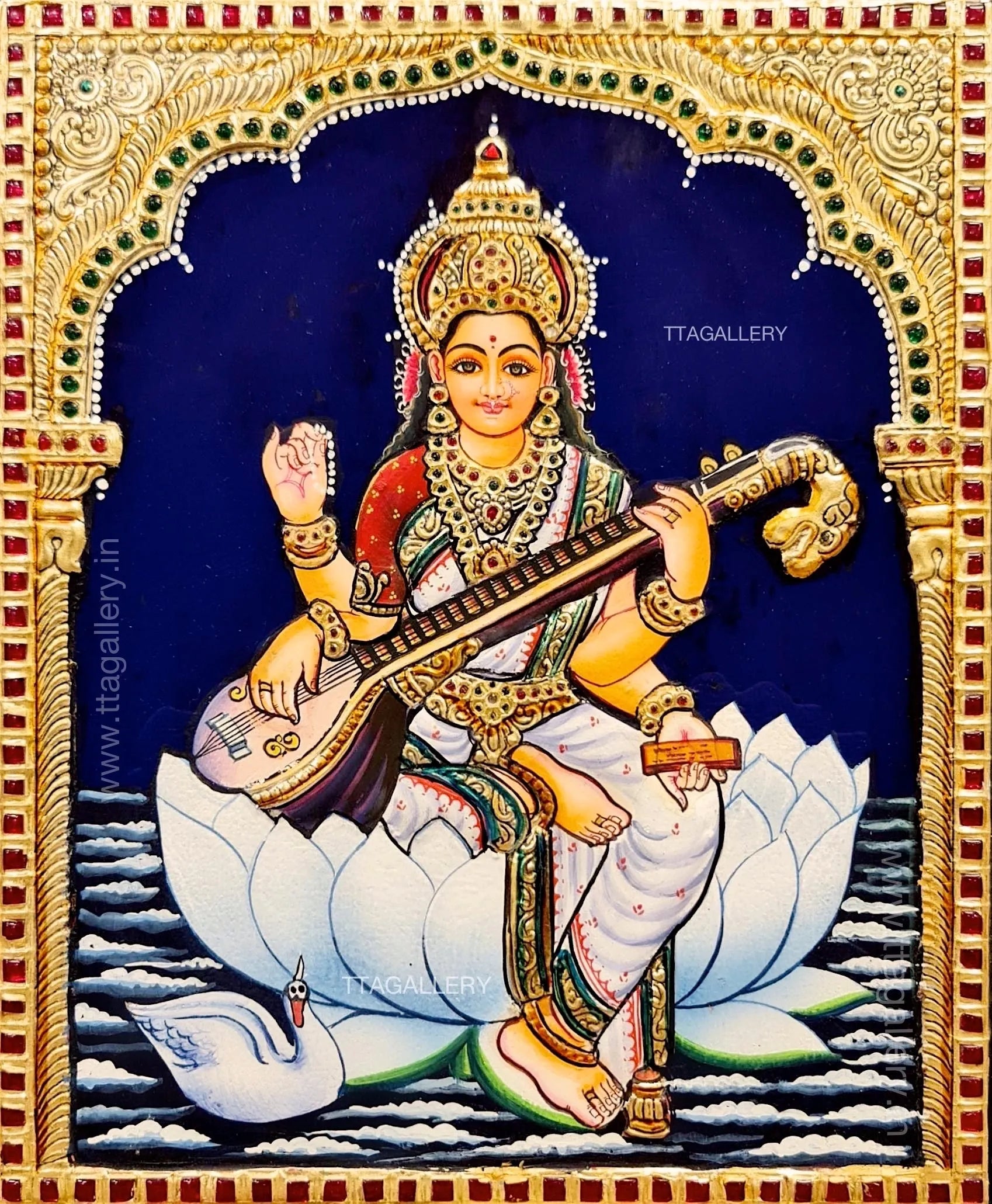 Saraswathi Traditional Tanjore Painting