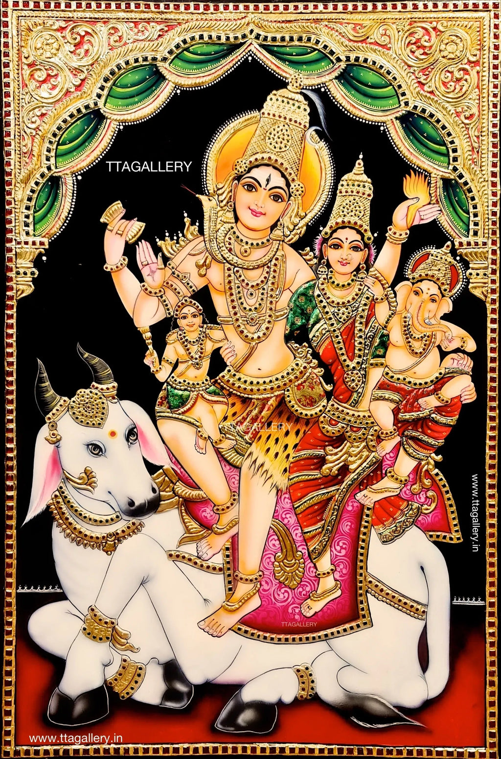 Shivan Family Tanjore Painting