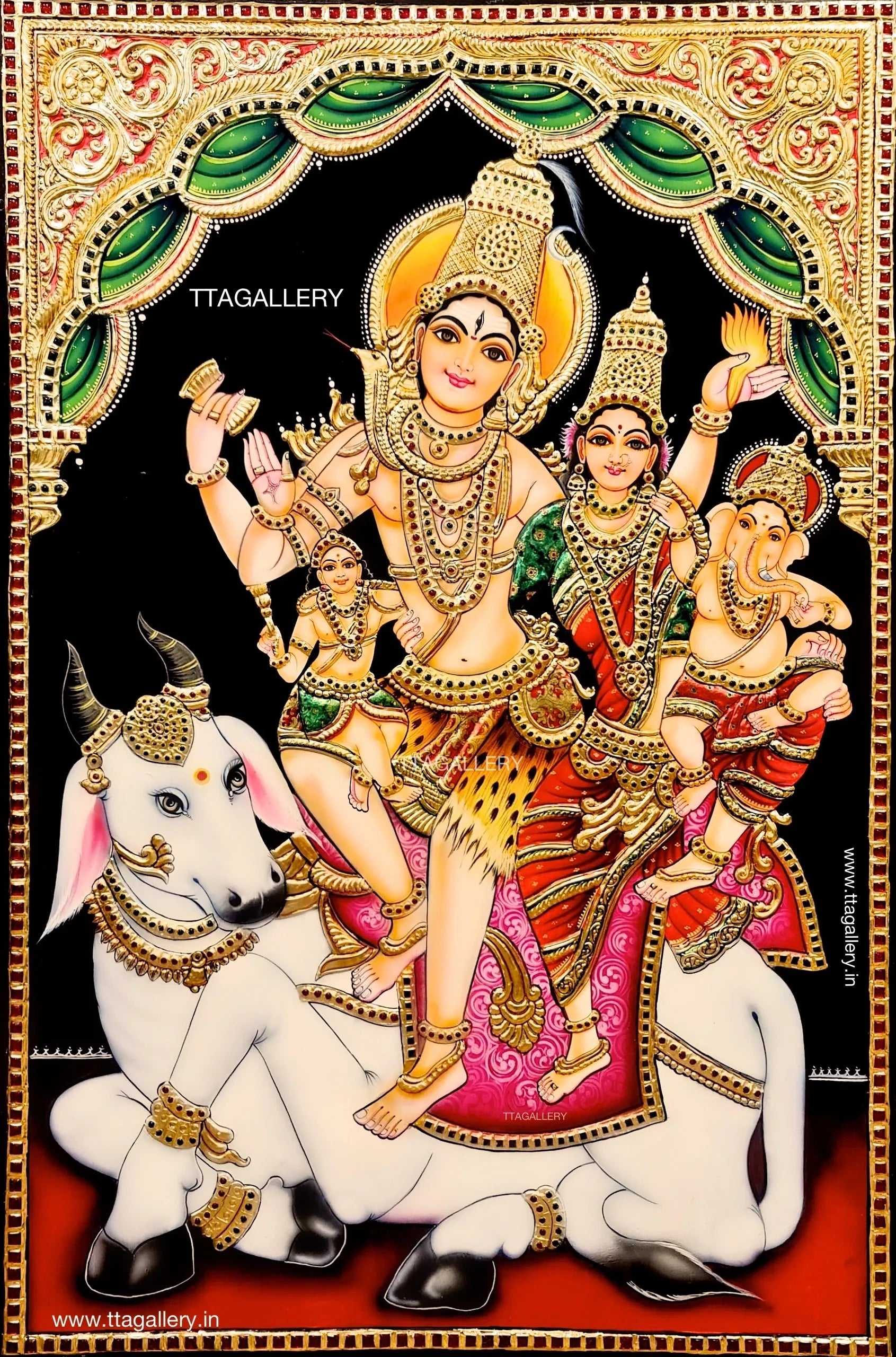 Shivan Family Tanjore Painting