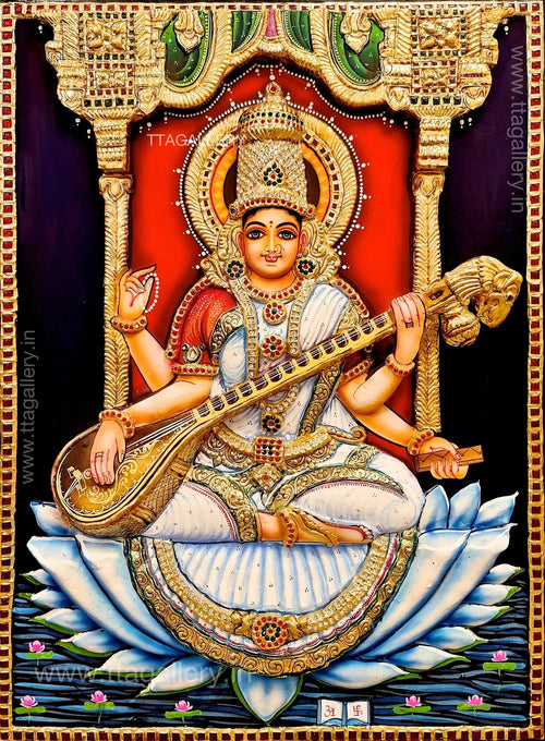 3D Saraswathy Tanjore Painting