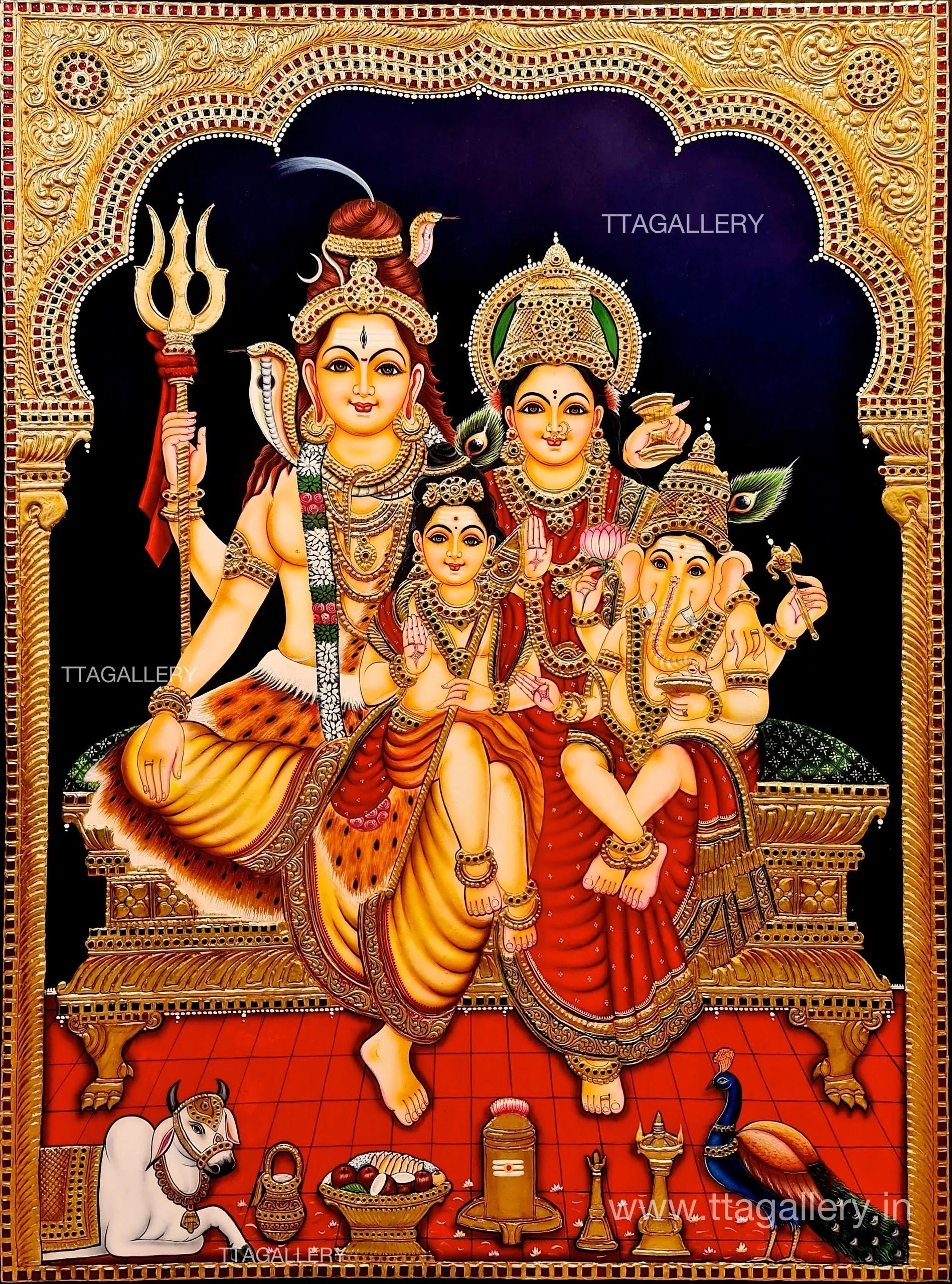 Lord Shiva Family Tanjore Painting