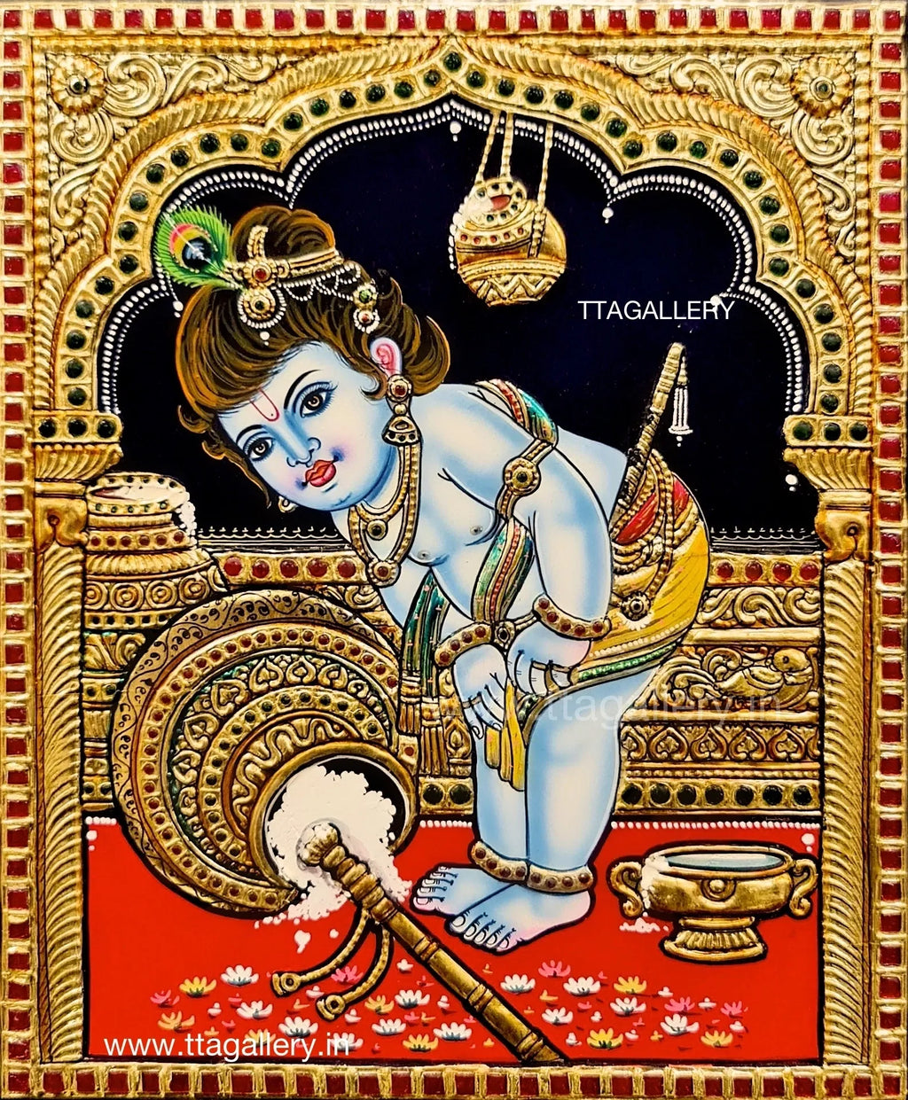 Butter Krishna Traditional Tanjore Painting