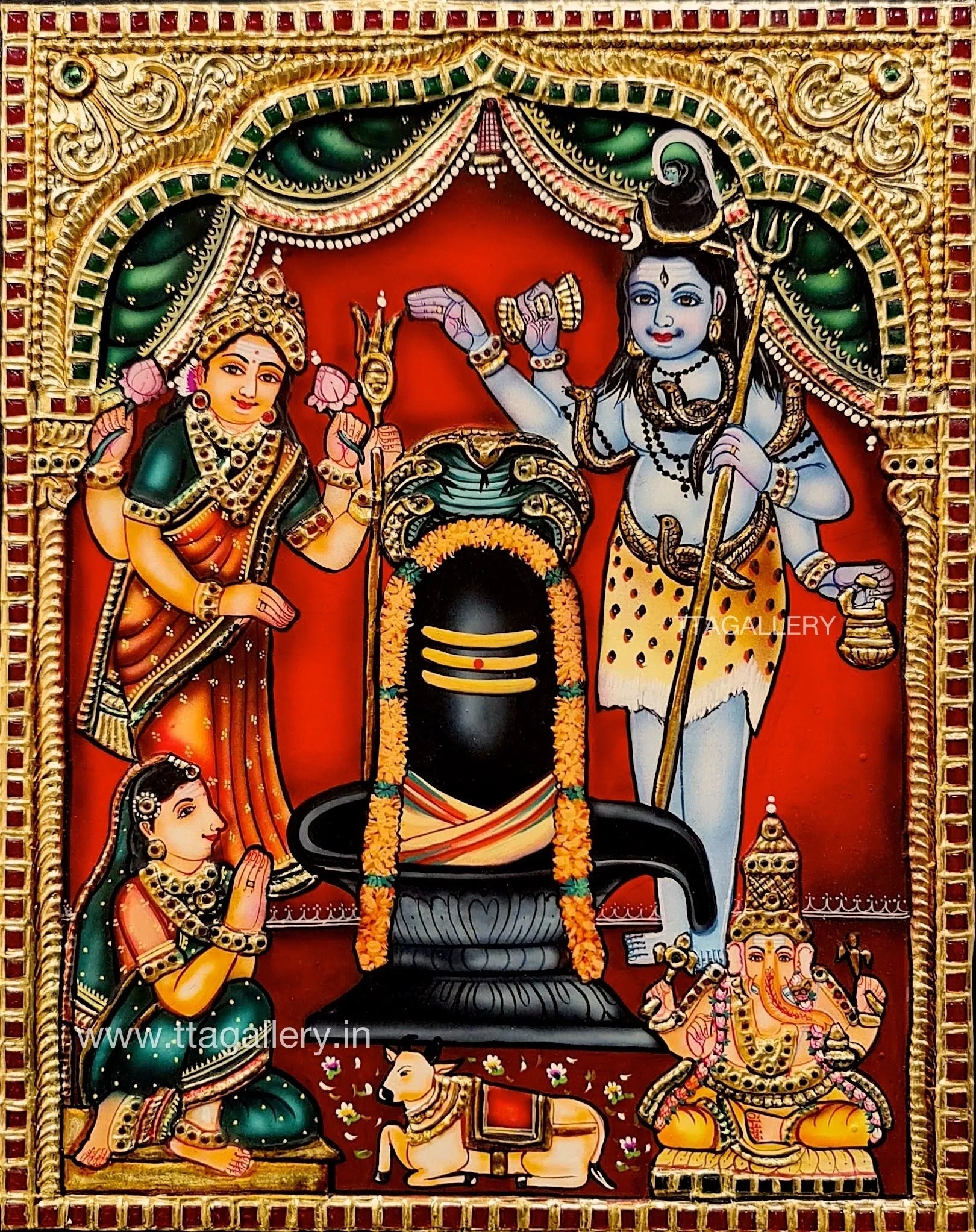Shiva Lingam Traditional Tanjore Painting