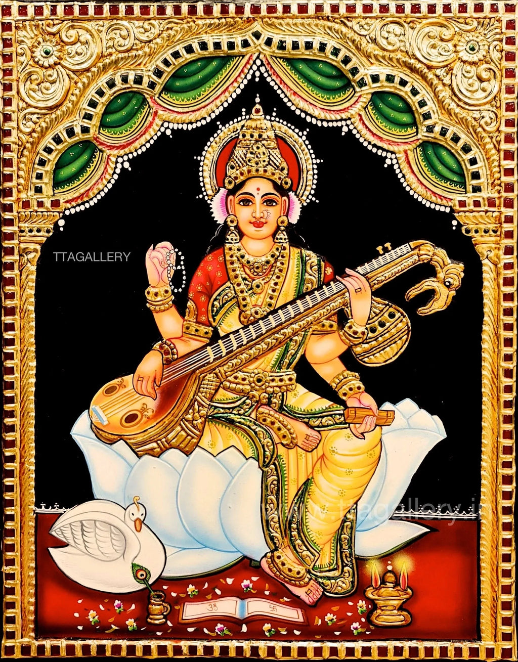 Saraswathi Traditional Tanjore Painting