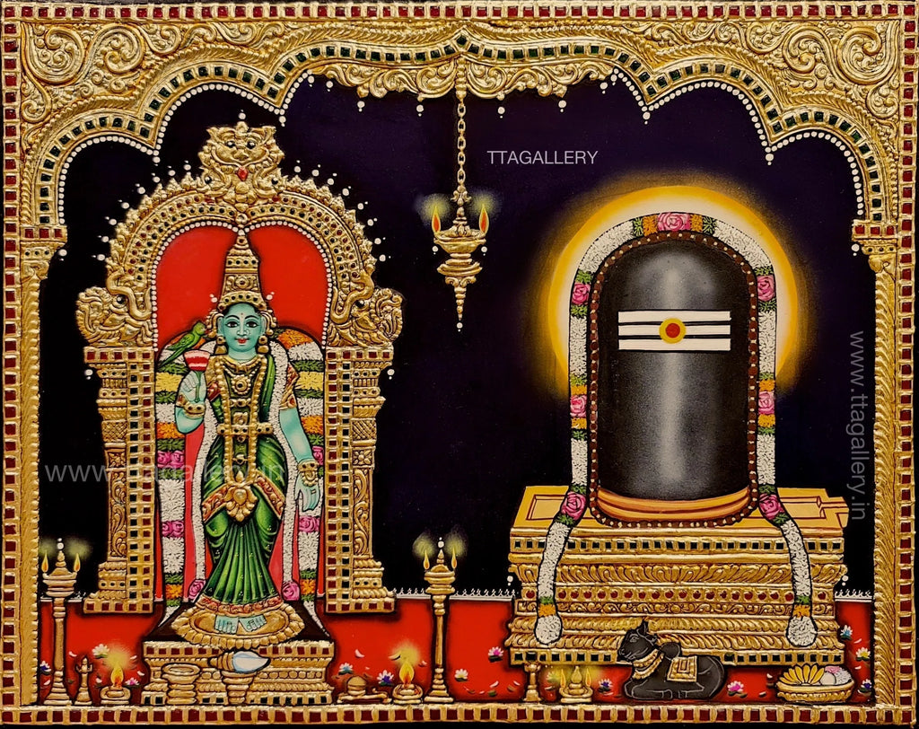 Meenakshi Sundareshwarar Traditional Tanjore Painting