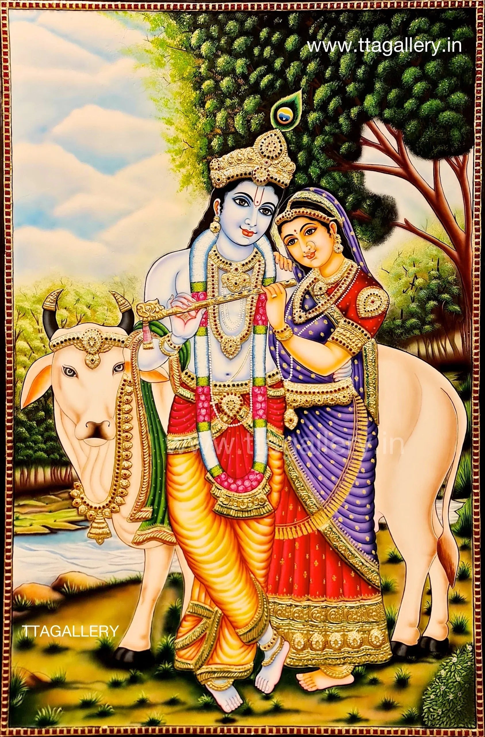 Radhe Krishna Semi Tanjore Painting