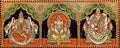 Gajalakshmi Ganesha & Saraswathy Tanjore Painting