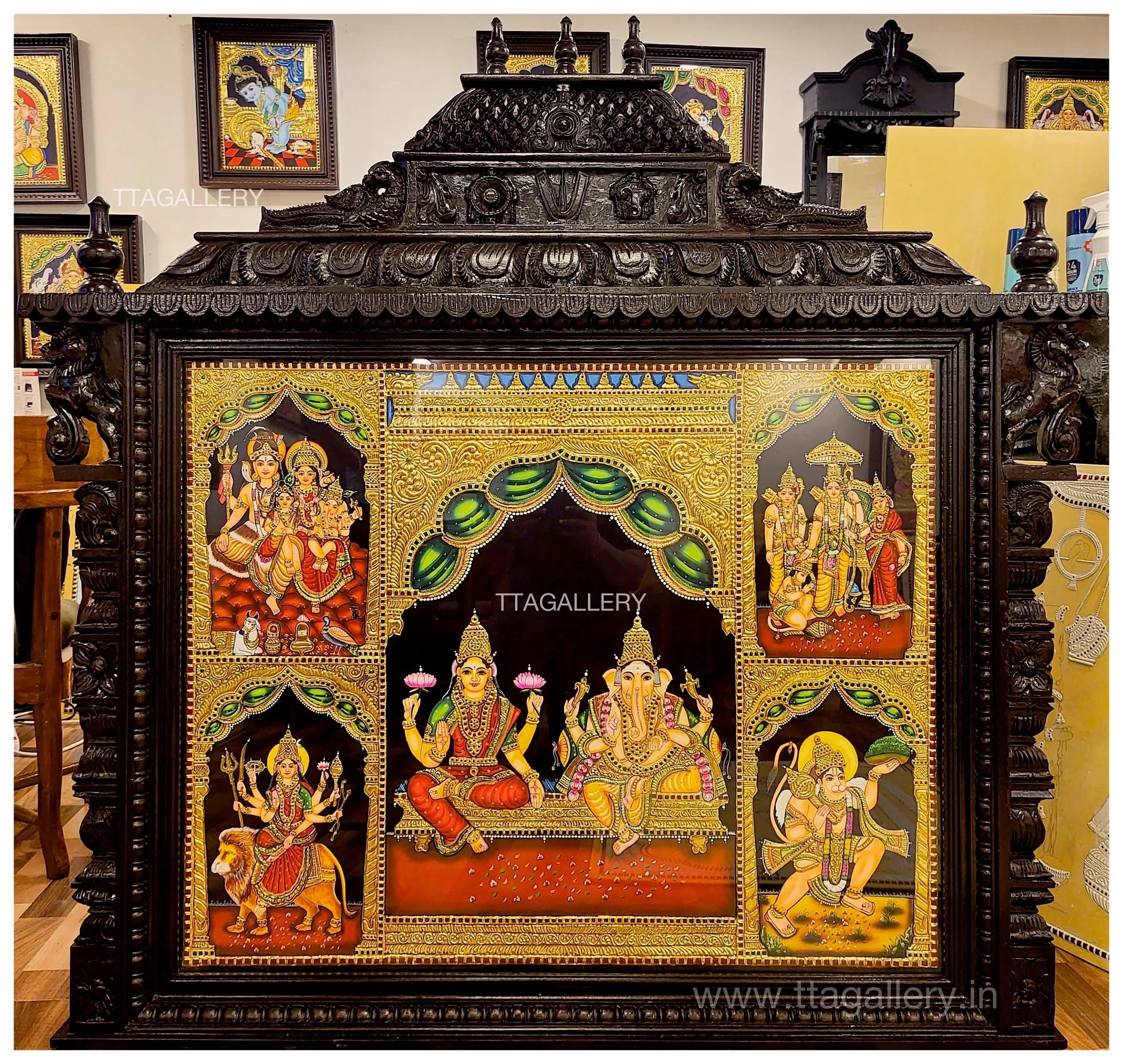 Pooja Painting Ganesha Lakshmi Tanjore Painting
