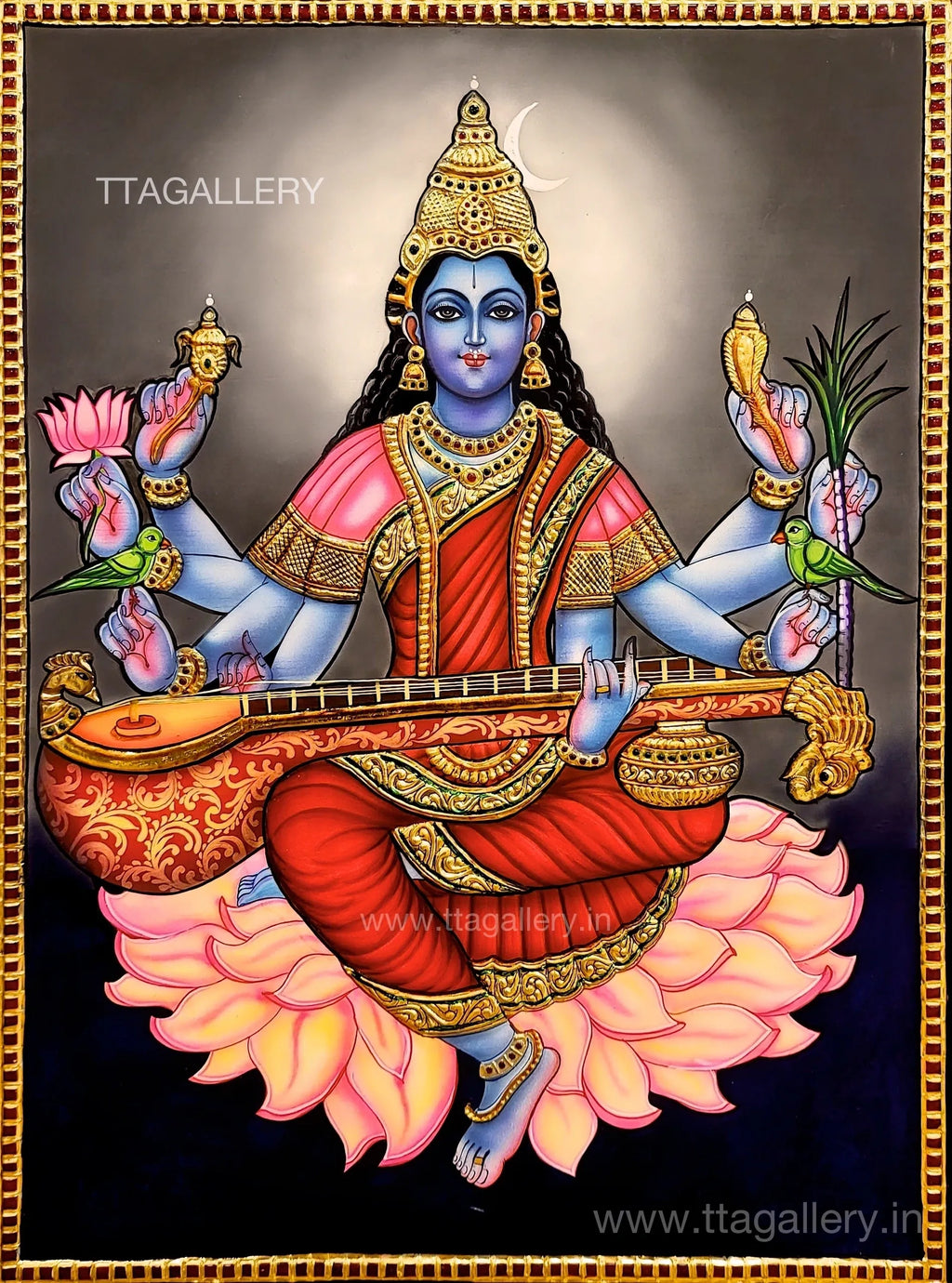 Traditional Saraswathi Tanjore Painting