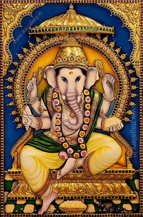 3D Ganesha Embossed Tanjore Painting