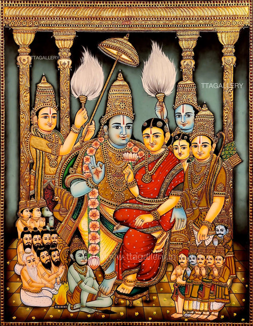 Antique Ram Darbar Traditional Tanjore Painting
