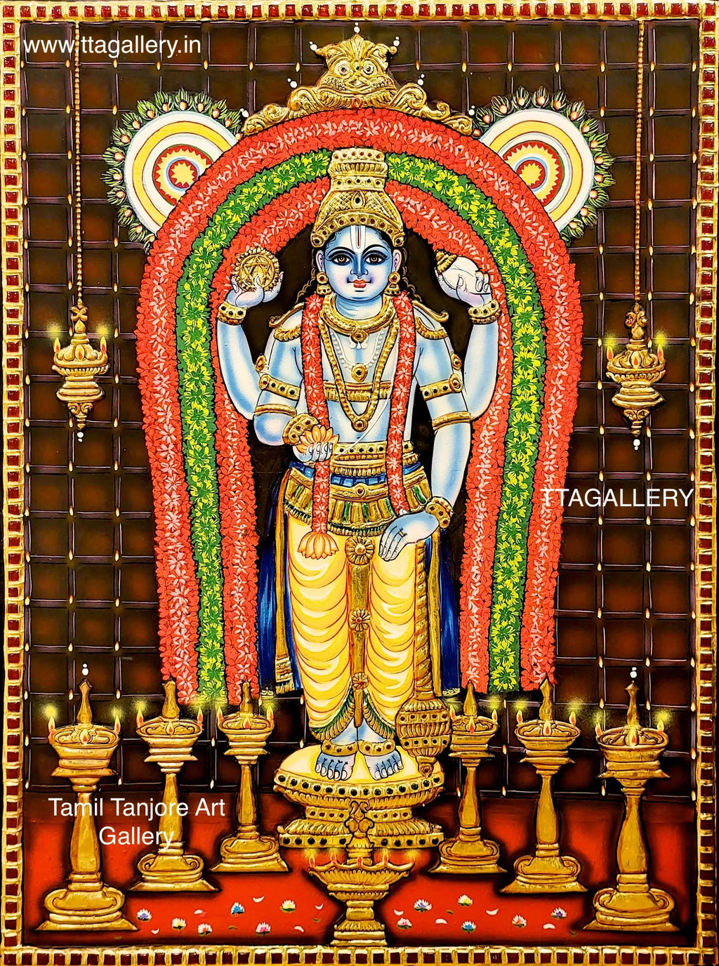 Guruvayurappan Traditional Tanjore Painting