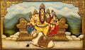 Shivan Family Semi Embossed Tanjore Painting