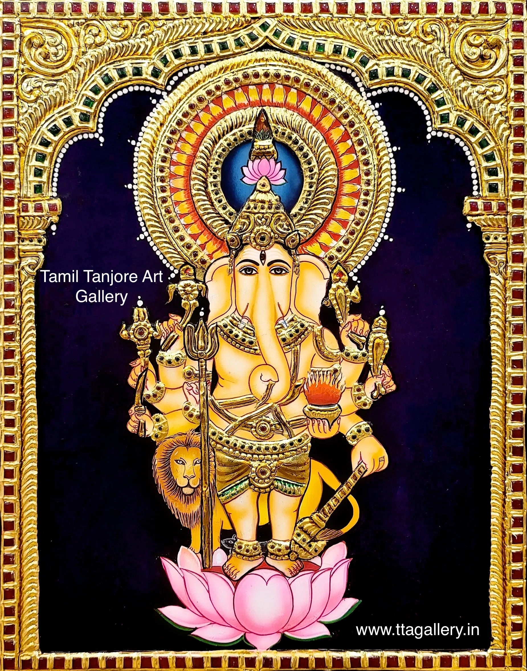 Kan Drisht Ganesha Tanjore Painting