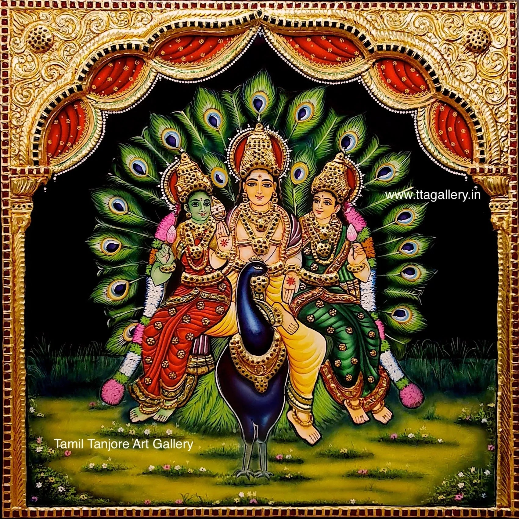 Murugan Valli Deivanai Tanjore Painting