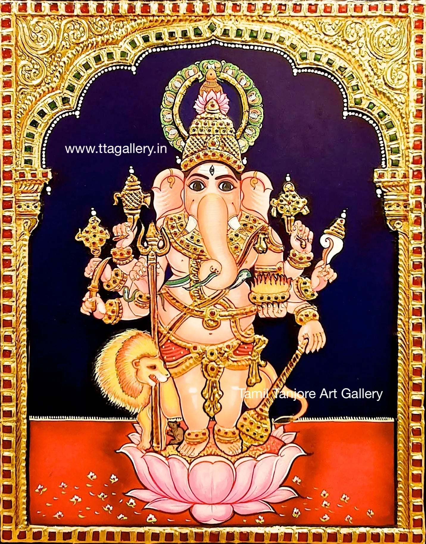 Kan Drishti Ganesha Traditional Tanjore Painting