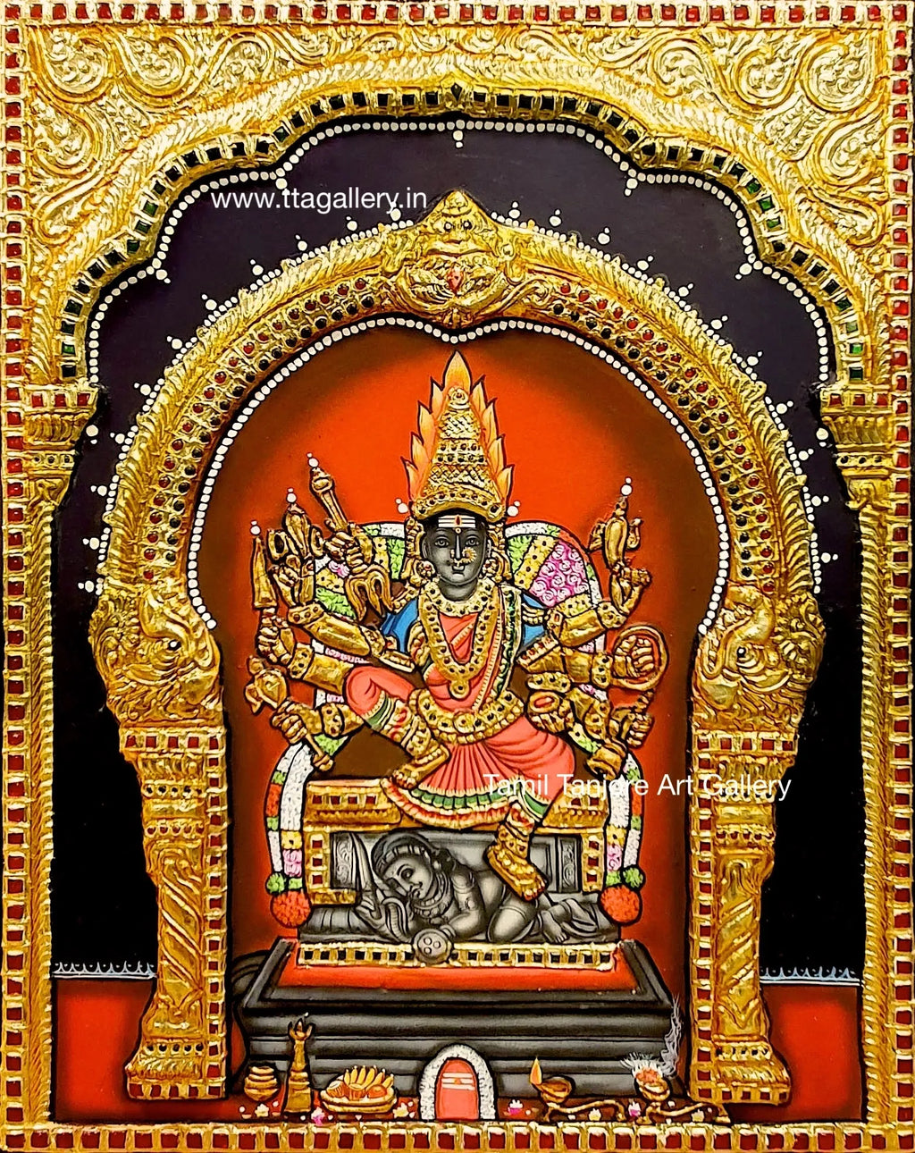 Karumariamman Semi Embossed Tanjore Painting
