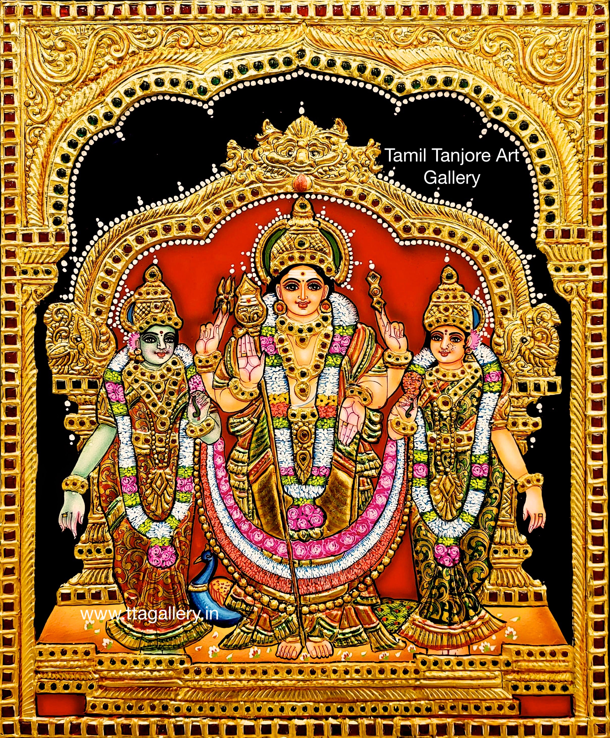 Murugan Valli Deivanai Gold Tanjore Painting