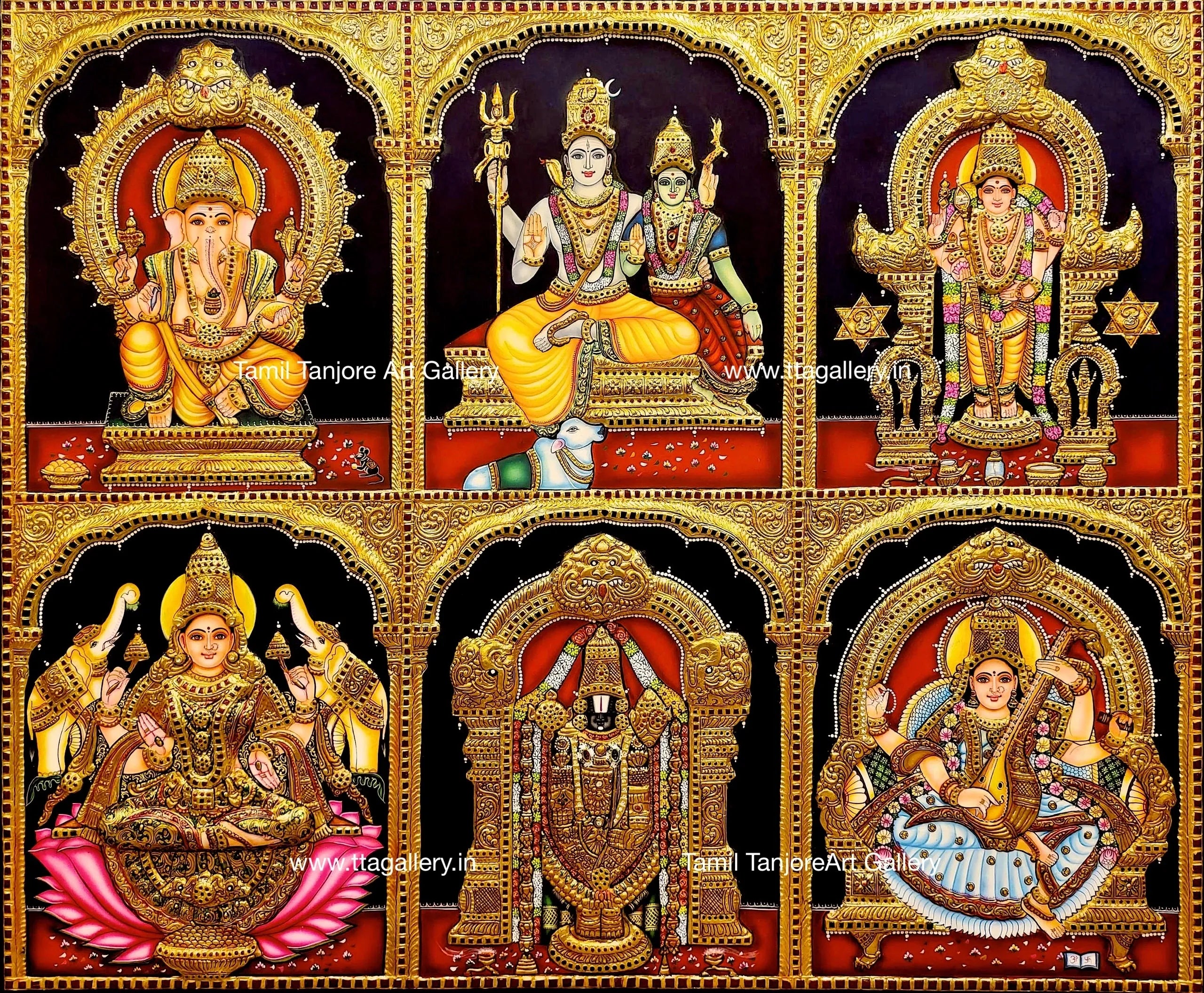 Pooja Painting Semi Embossed Tanjore Painting