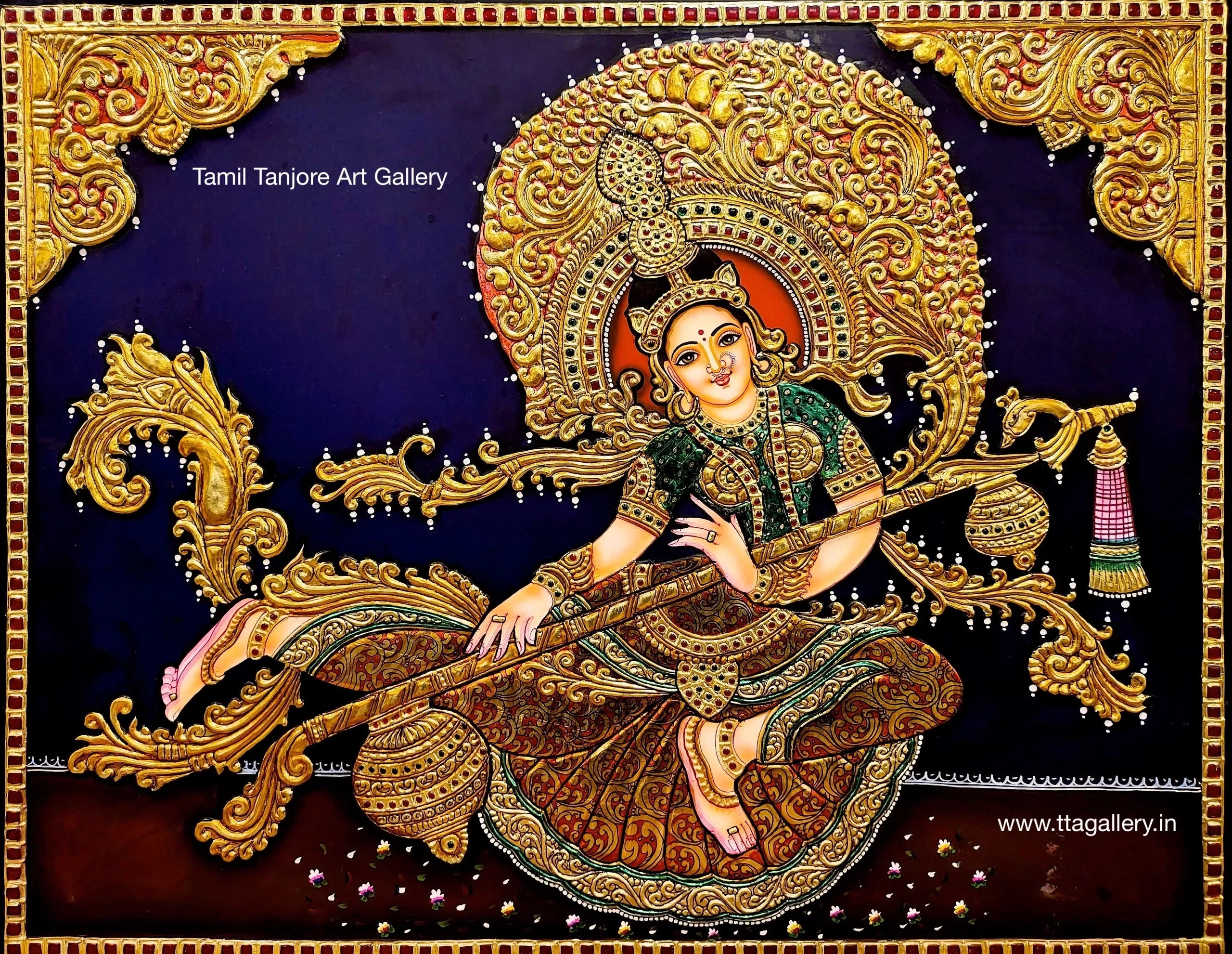 Indonesia Saraswathi Traditional Tanjore Painting