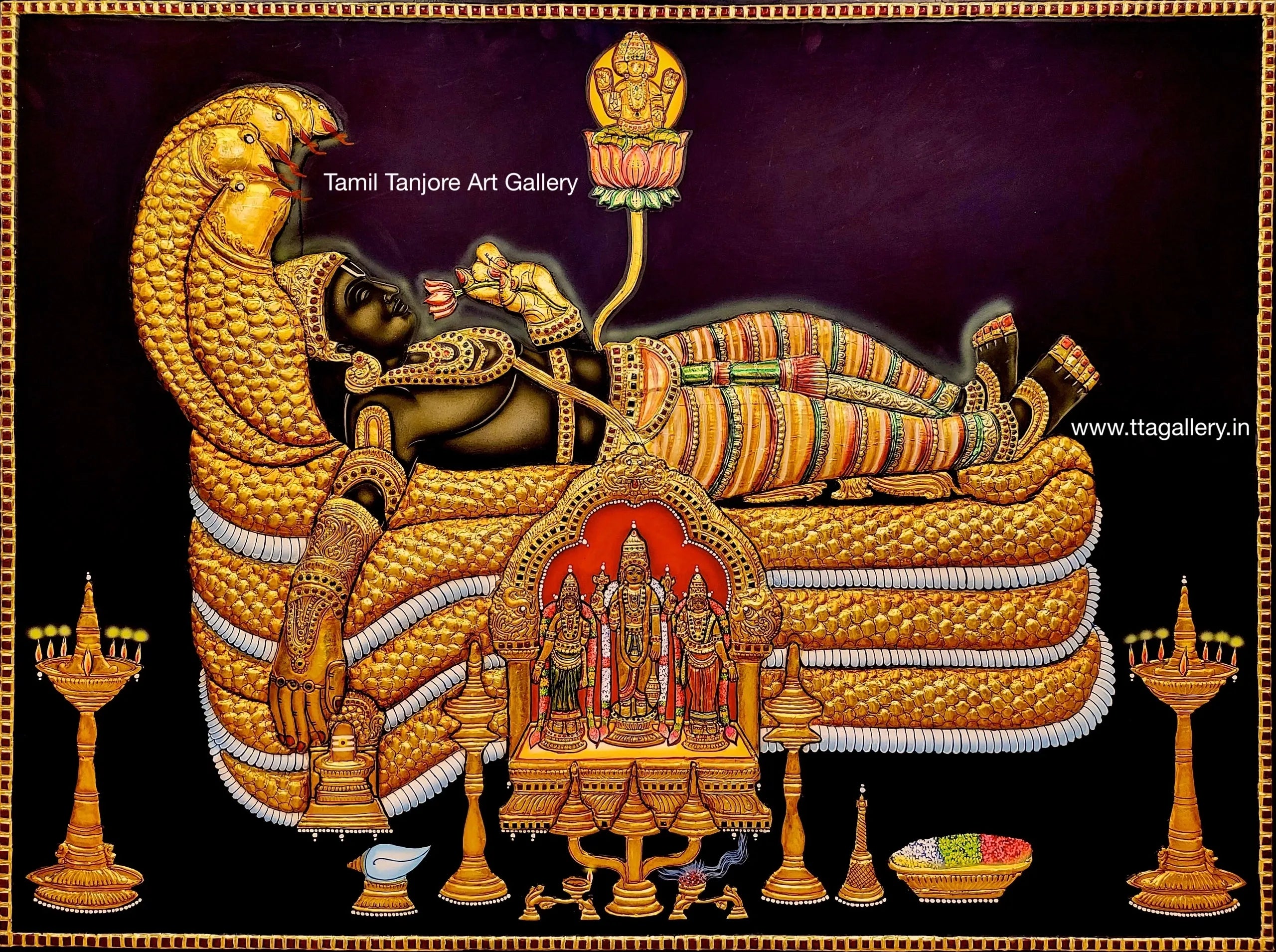 Ranganathar Semi Embossed Tanjore Painting