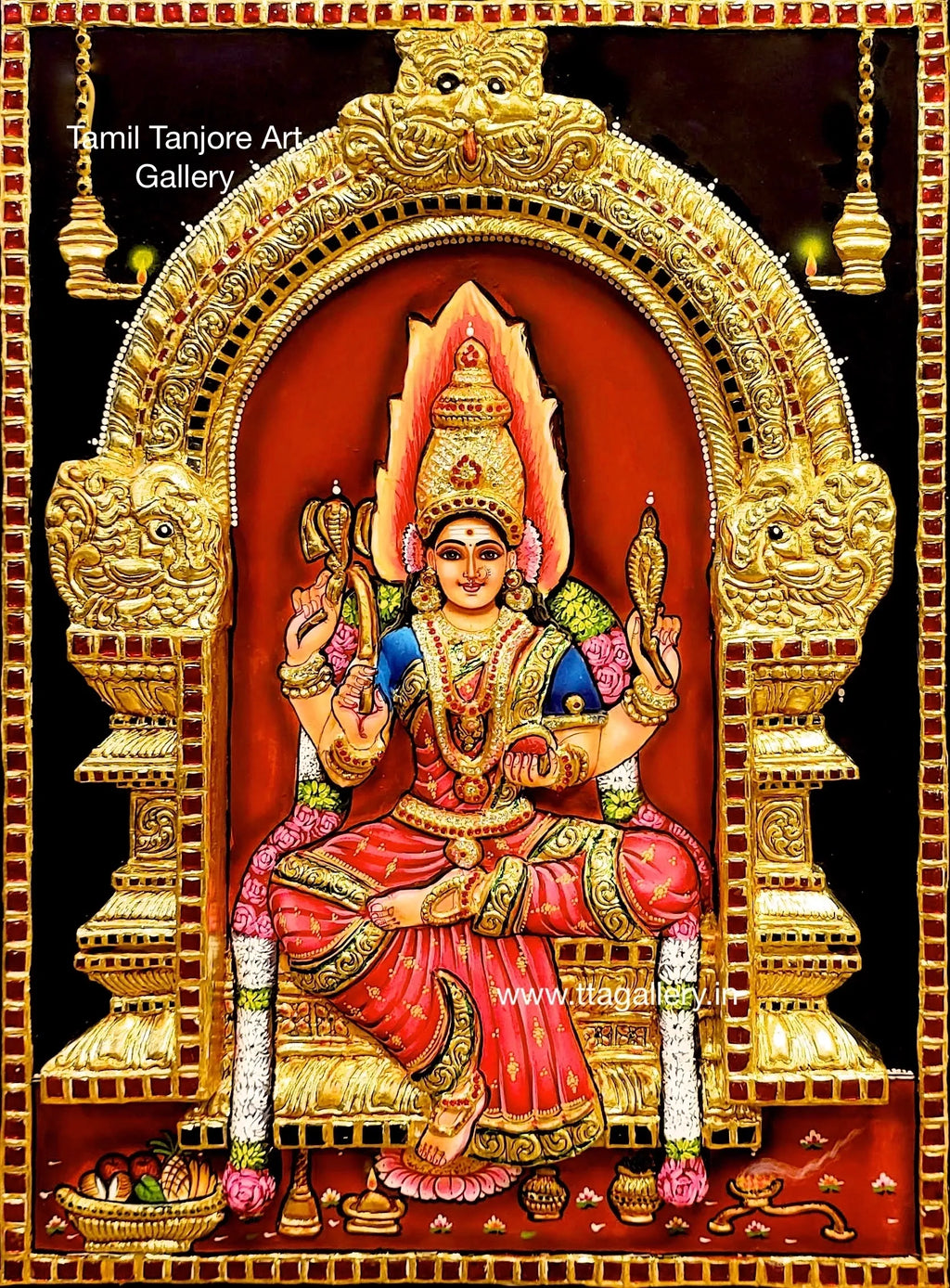 Samayapuram Mariamman 3d Embossed Tanjore Painting