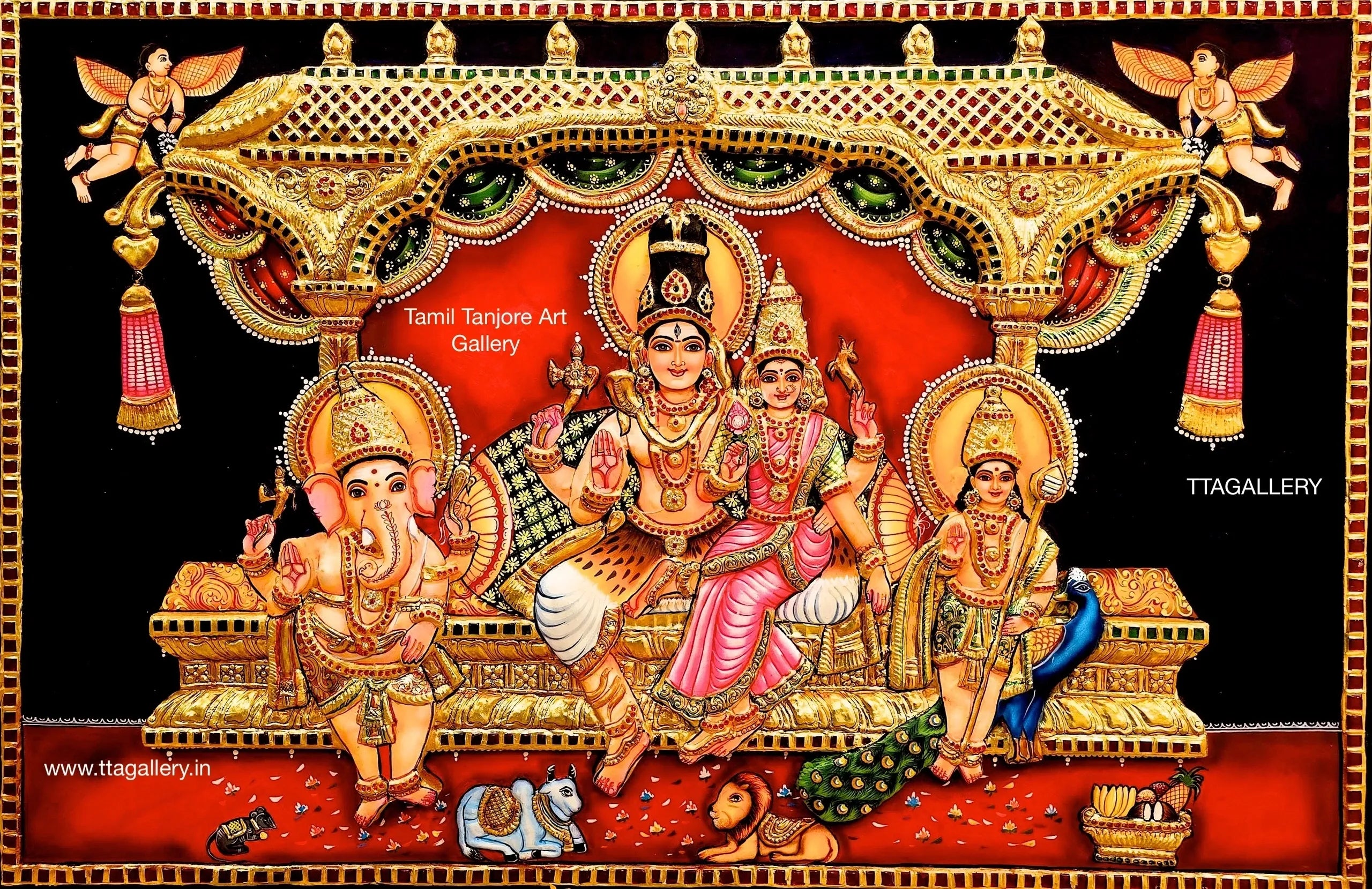 3D Shiva Family Tanjore Painting
