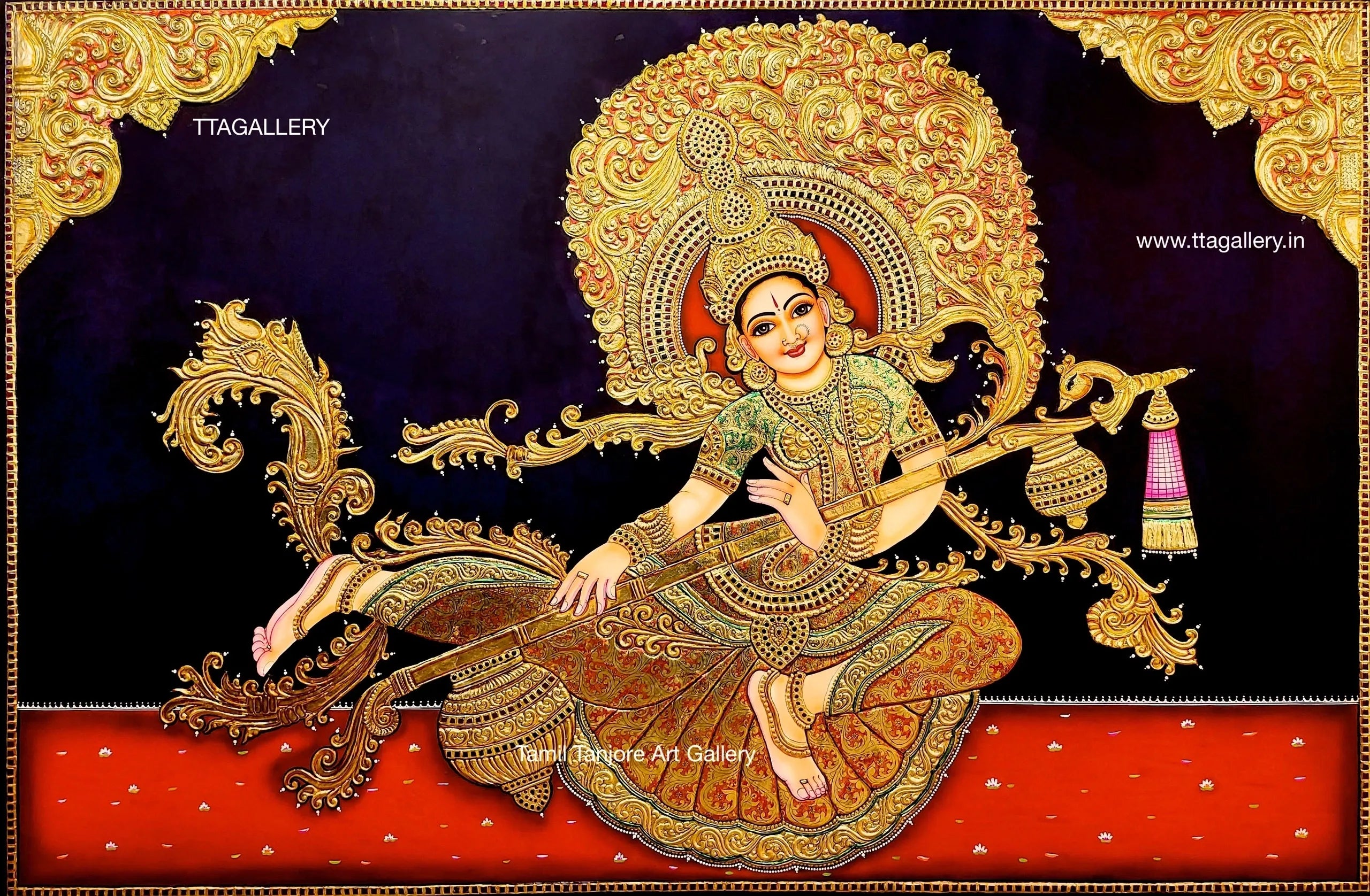 Indonesia Saraswathi Traditonal Tanjore Painting