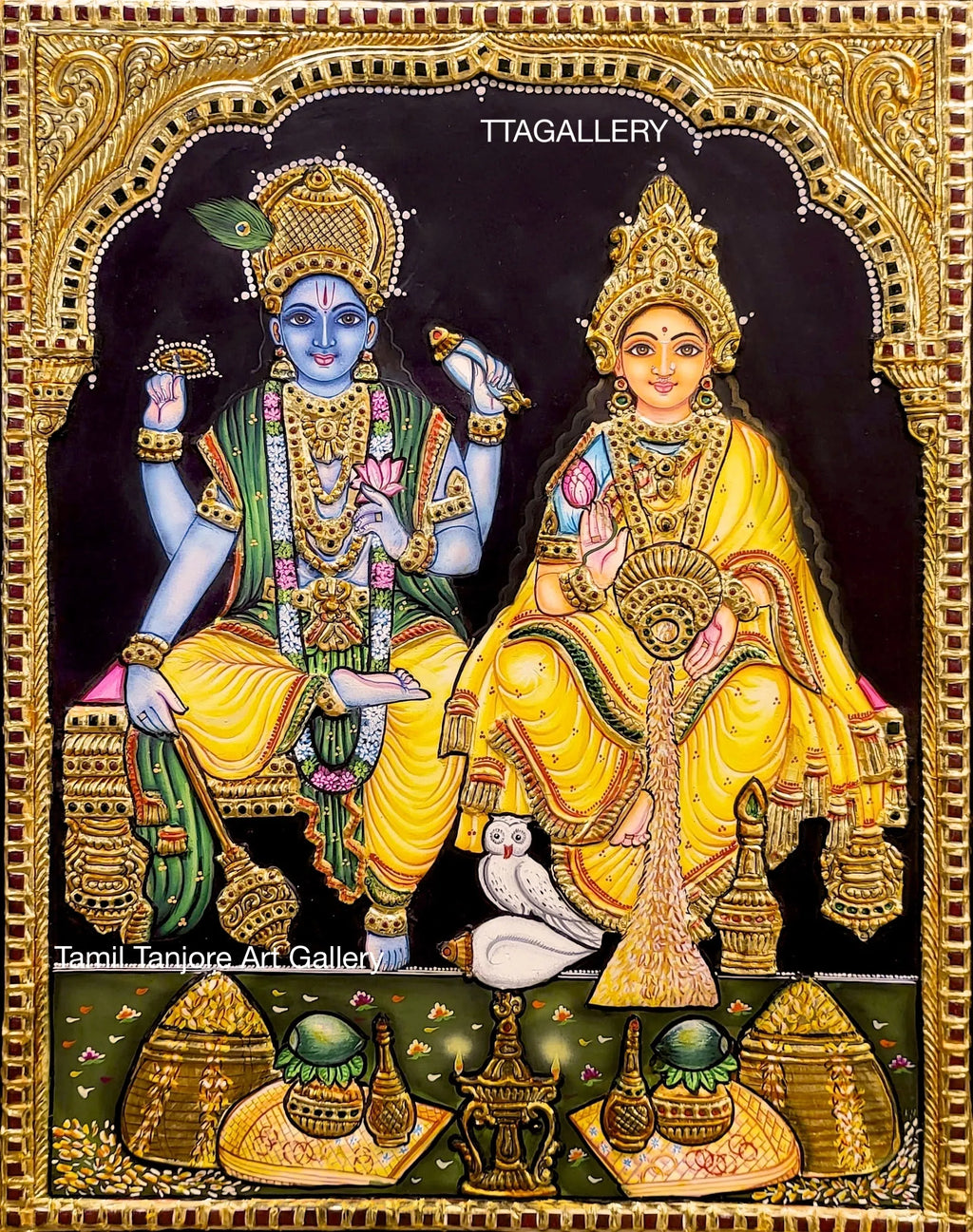 Vishnu Lakshmi Traditonal Tanjore Painting