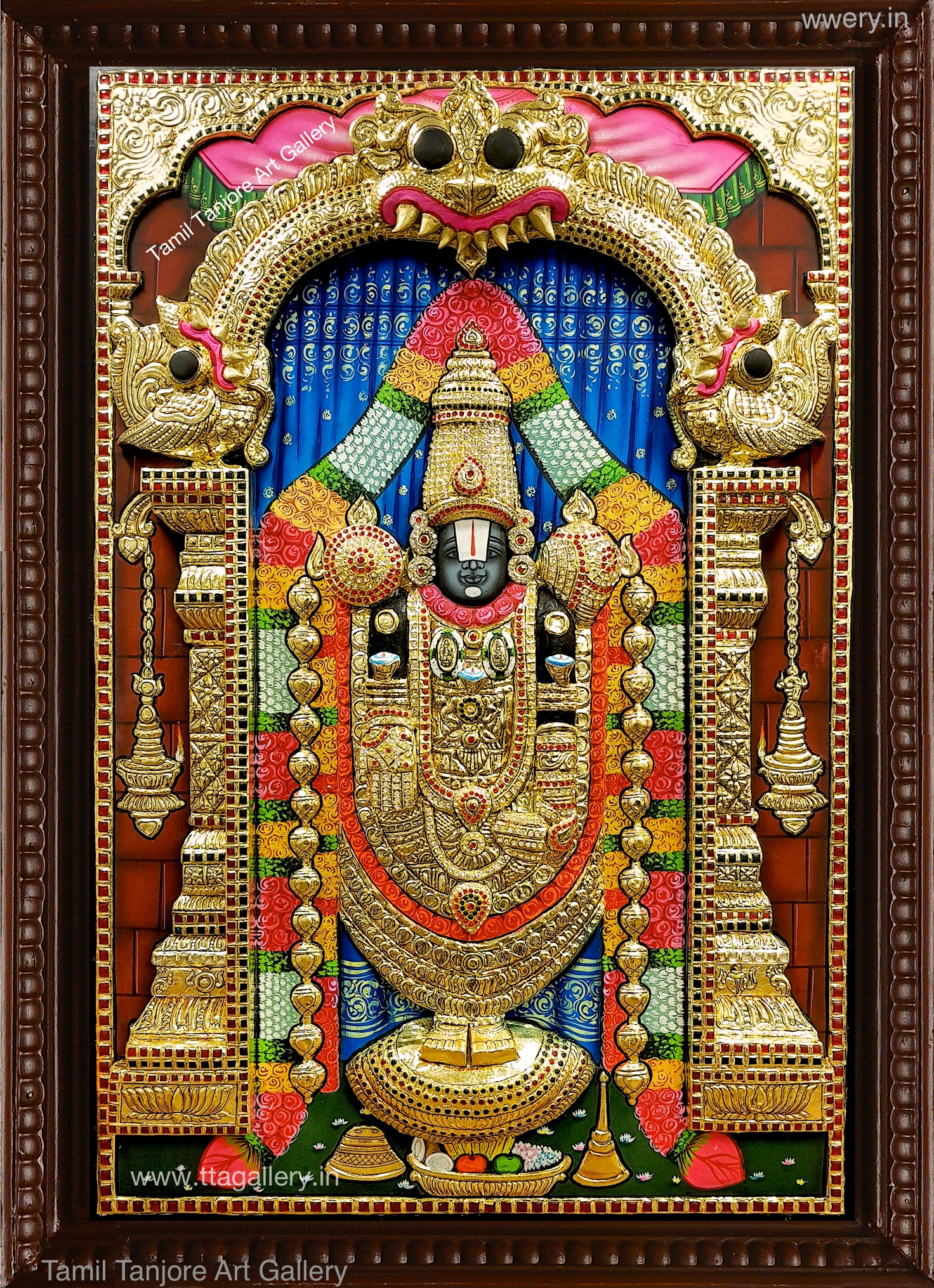 3D Thirupathi Balaji 2 Tanjore Painting