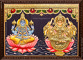 Vishnu Lakshmi Antique finish Semi Embossed Tanjore Painting