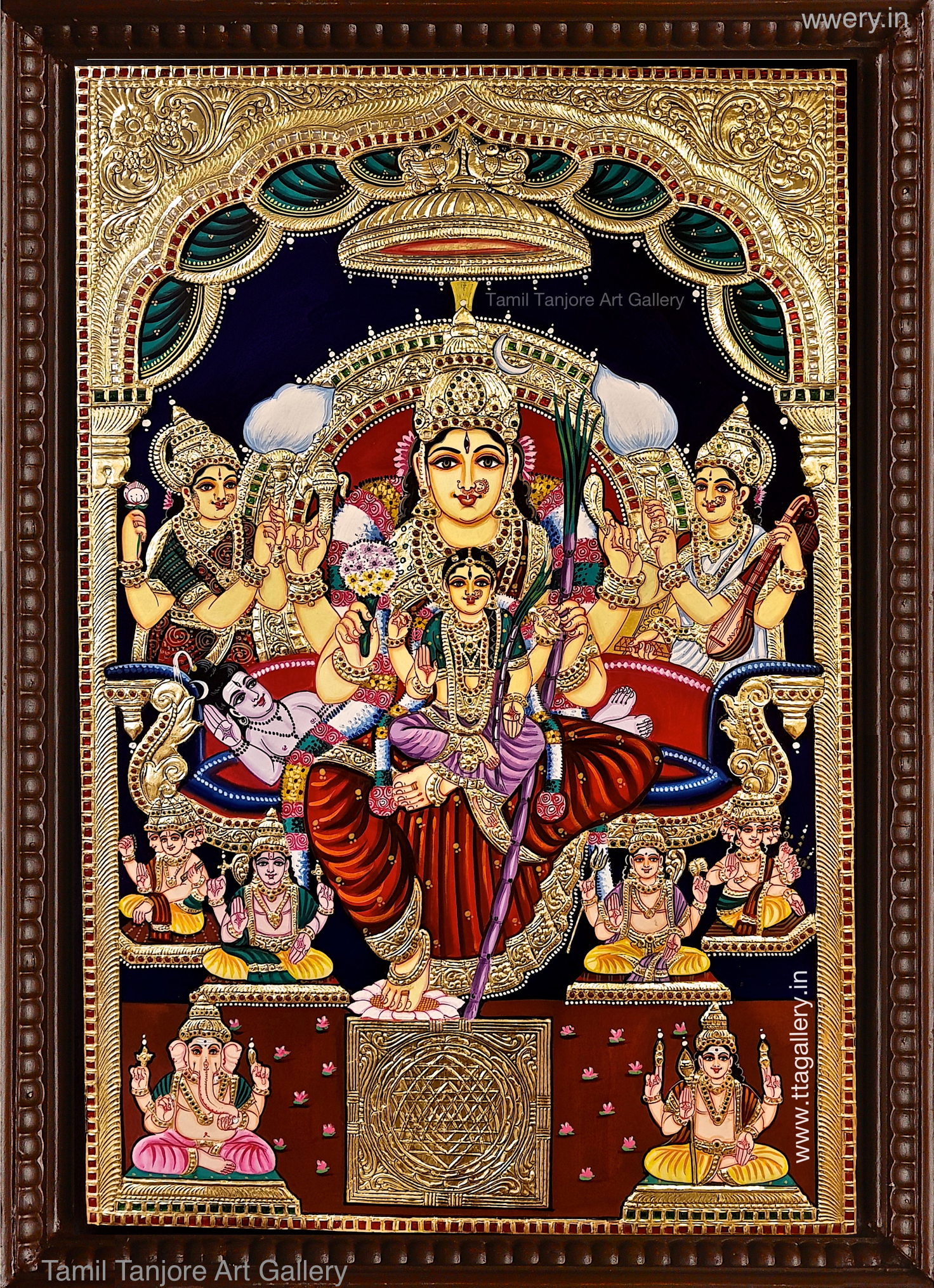 Lalitha Devi & Bala Ganga Tanjore Painting