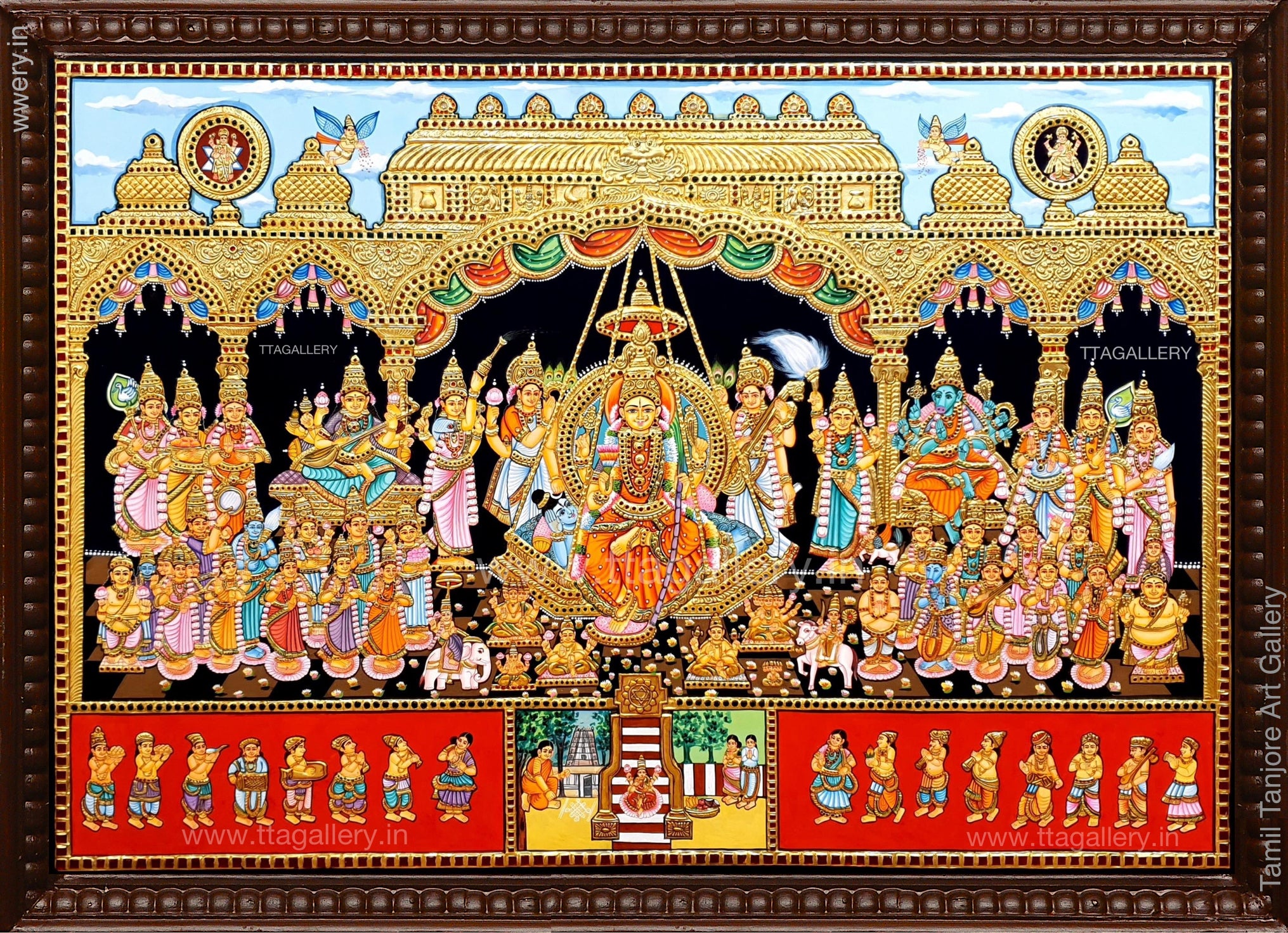 Lalitha Sahasranamam Devi Tanjore Painting